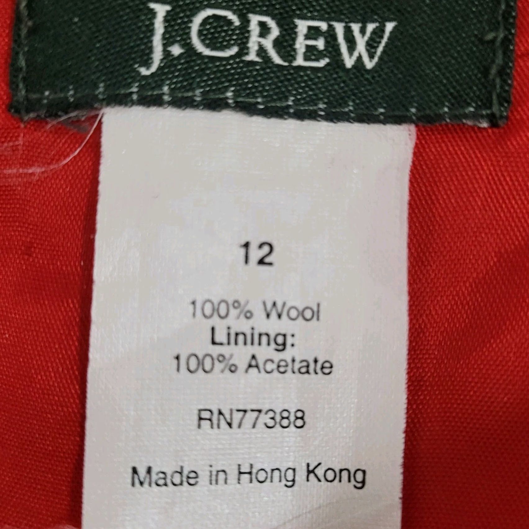 J.Crew VTG J.CREW Wool Herringbone A-Line Skirt - Red White, Side Zip, Lined, Knee Length, Size 12, Womens Size 34" / US 12 / IT 48 - 3 Thumbnail