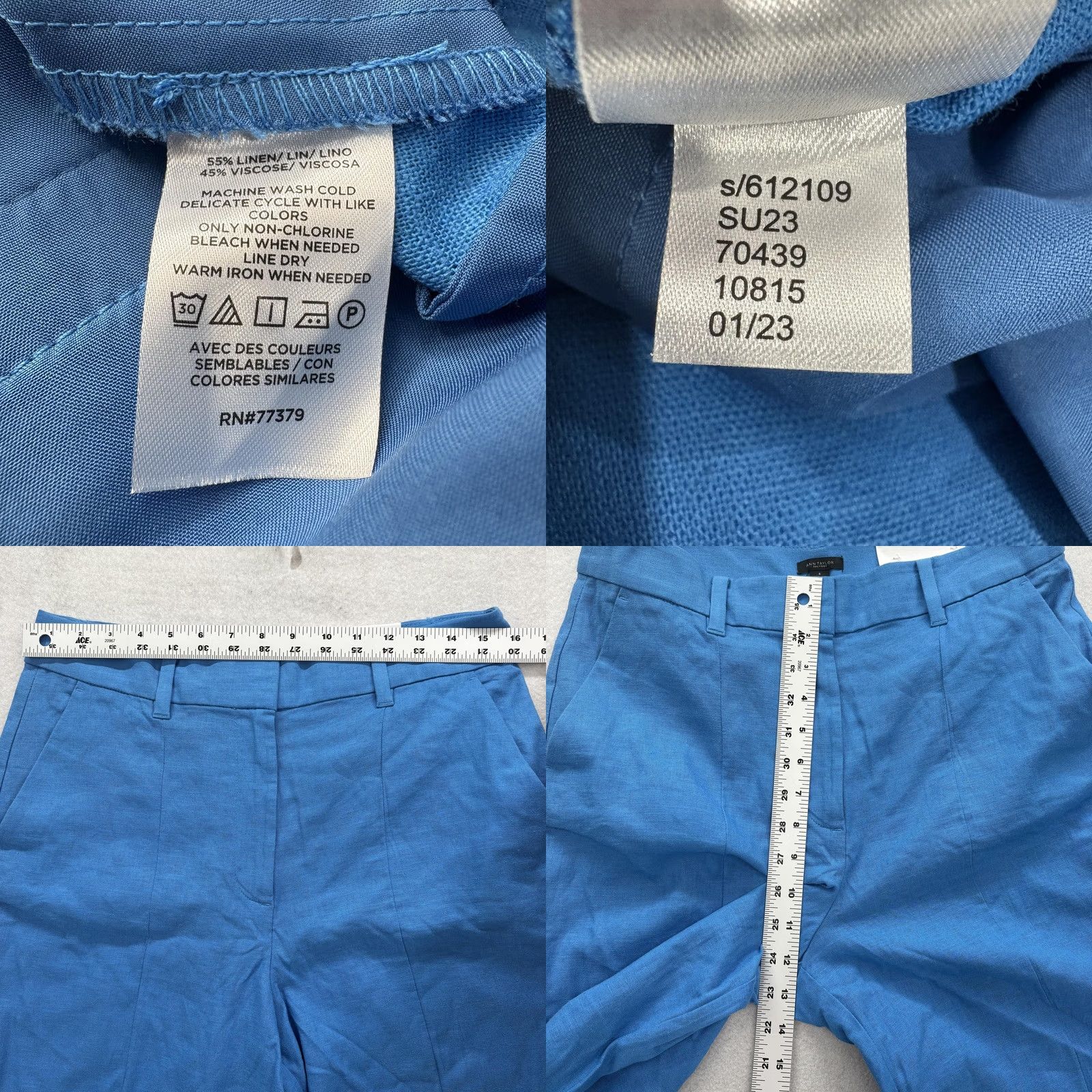 Ann Taylor Ann Taylor Factory The High Waist Wide Leg Dress Pants Womens 6 Blue Linen NWT Size 28" / US 6 / IT 42 - 8 Thumbnail