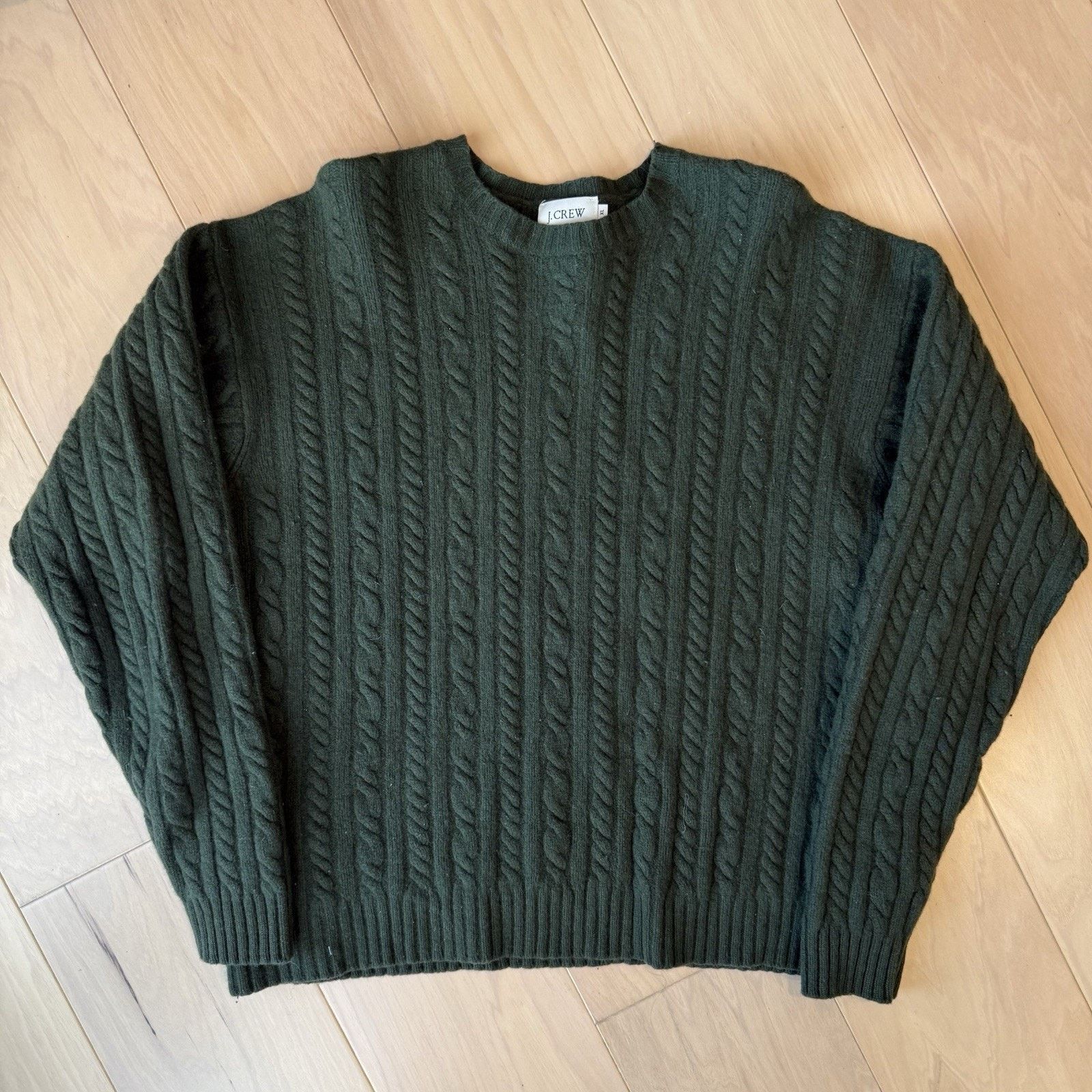 J.Crew Vintage J Crew Cable Knit Wool Sweater XL Green Oarsman Size US XL / EU 56 / 4 - 2 Thumbnail