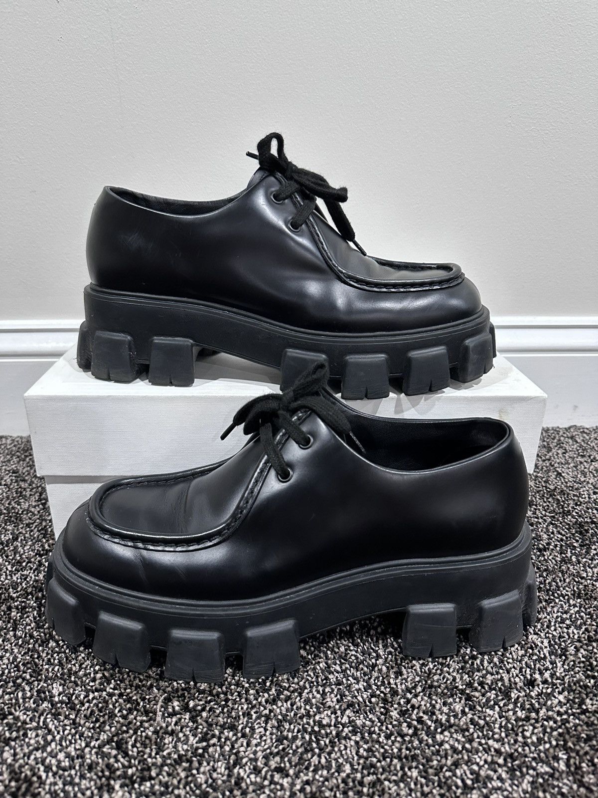 Prada Prada Monolith Chunky Sole Black Leather Derby Size US 8 / EU 41 - 1 Thumbnail