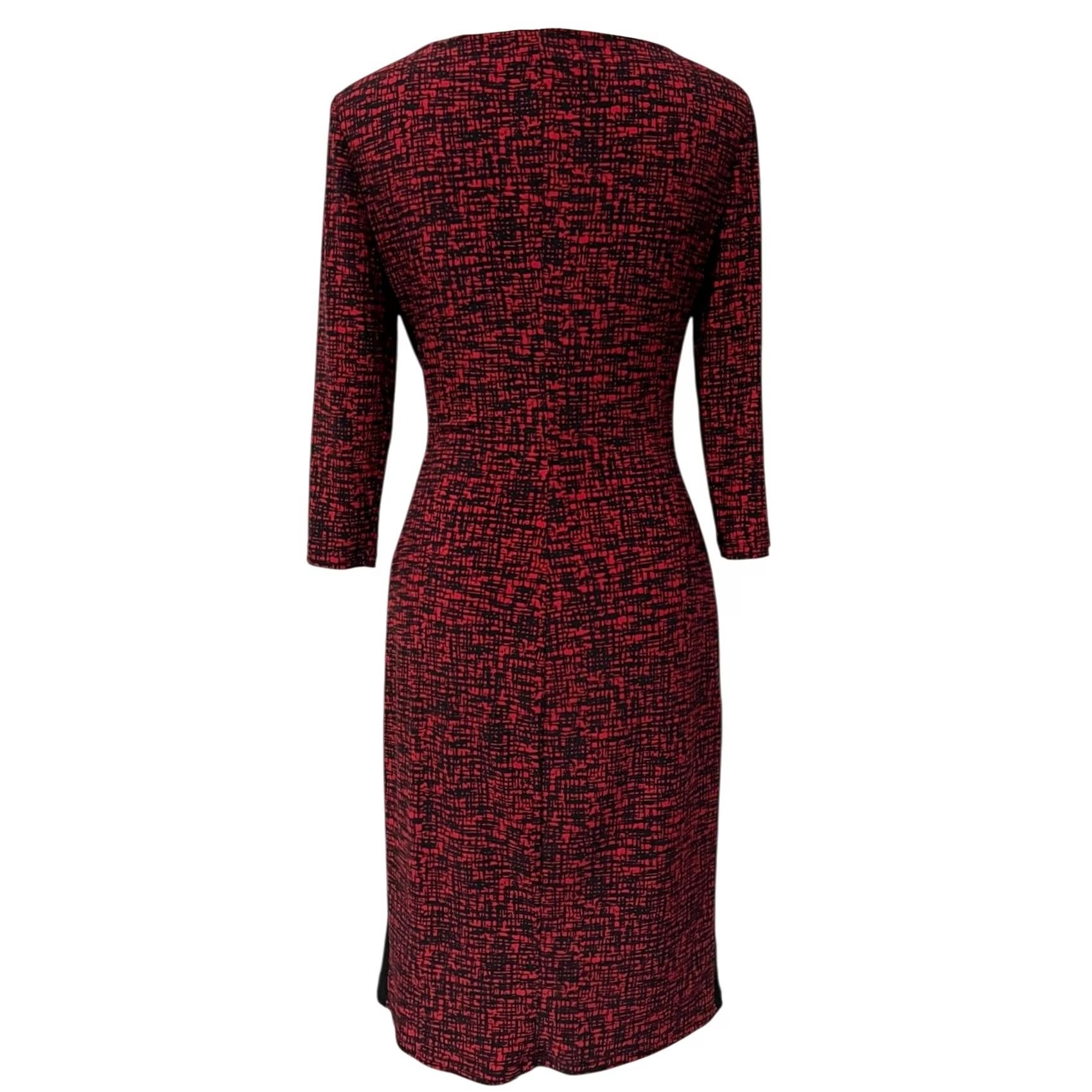 Ralph Lauren Lauren Ralph Lauren Dress Knit Jersey Ruched Sheath 3/4 Sleeve Women 6 Red Black Knit Jersey Dress Ruth Sheath Red Black 6 Women Penned Size M / US 6-8 / IT 42-44 - 6 Thumbnail