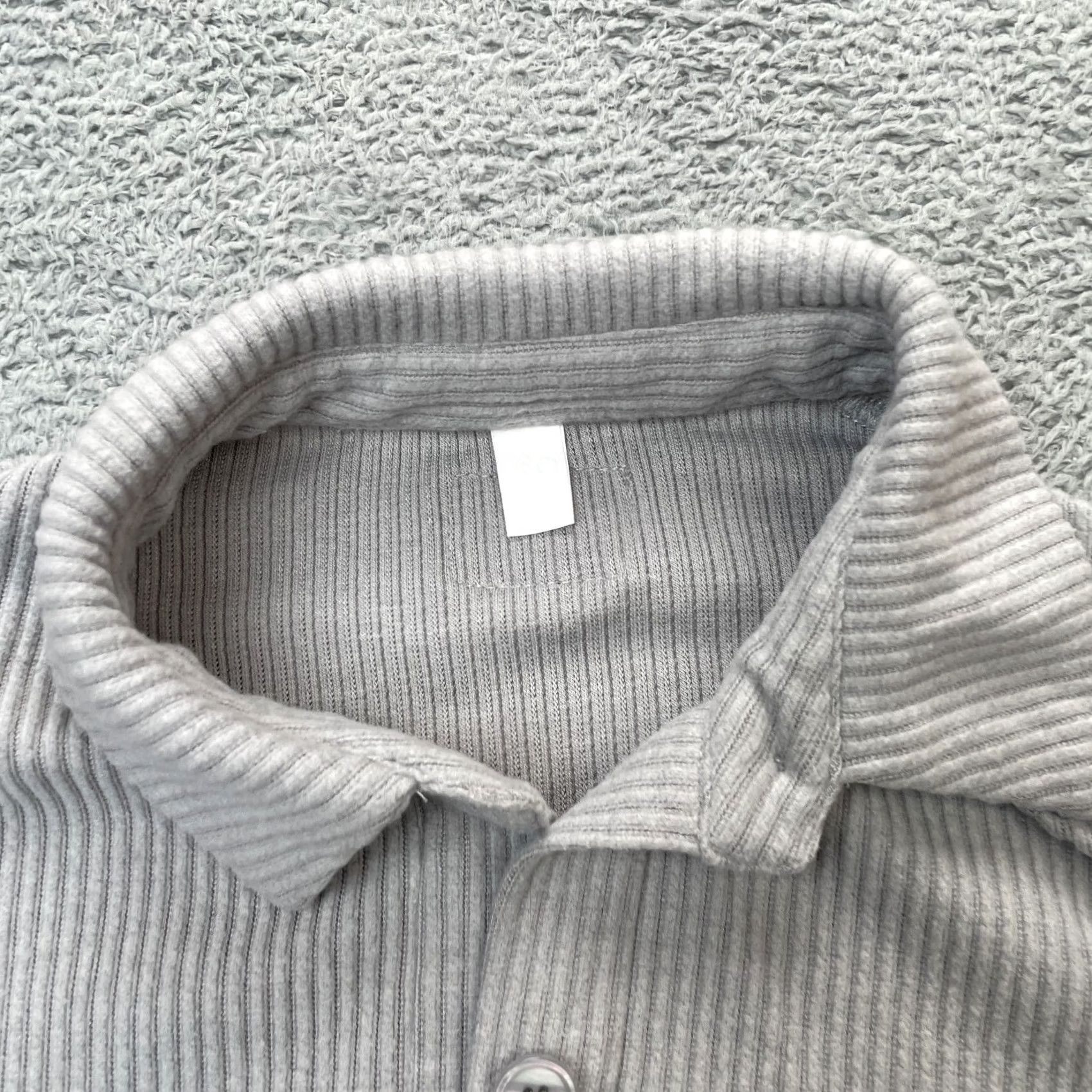 Vintage The Foxy Kind Button Up Shirt Womens XS Gray Stretch Ribbed Casual Classic City Fit Size XS / US 0-2 / IT 36-38 - 6 Thumbnail