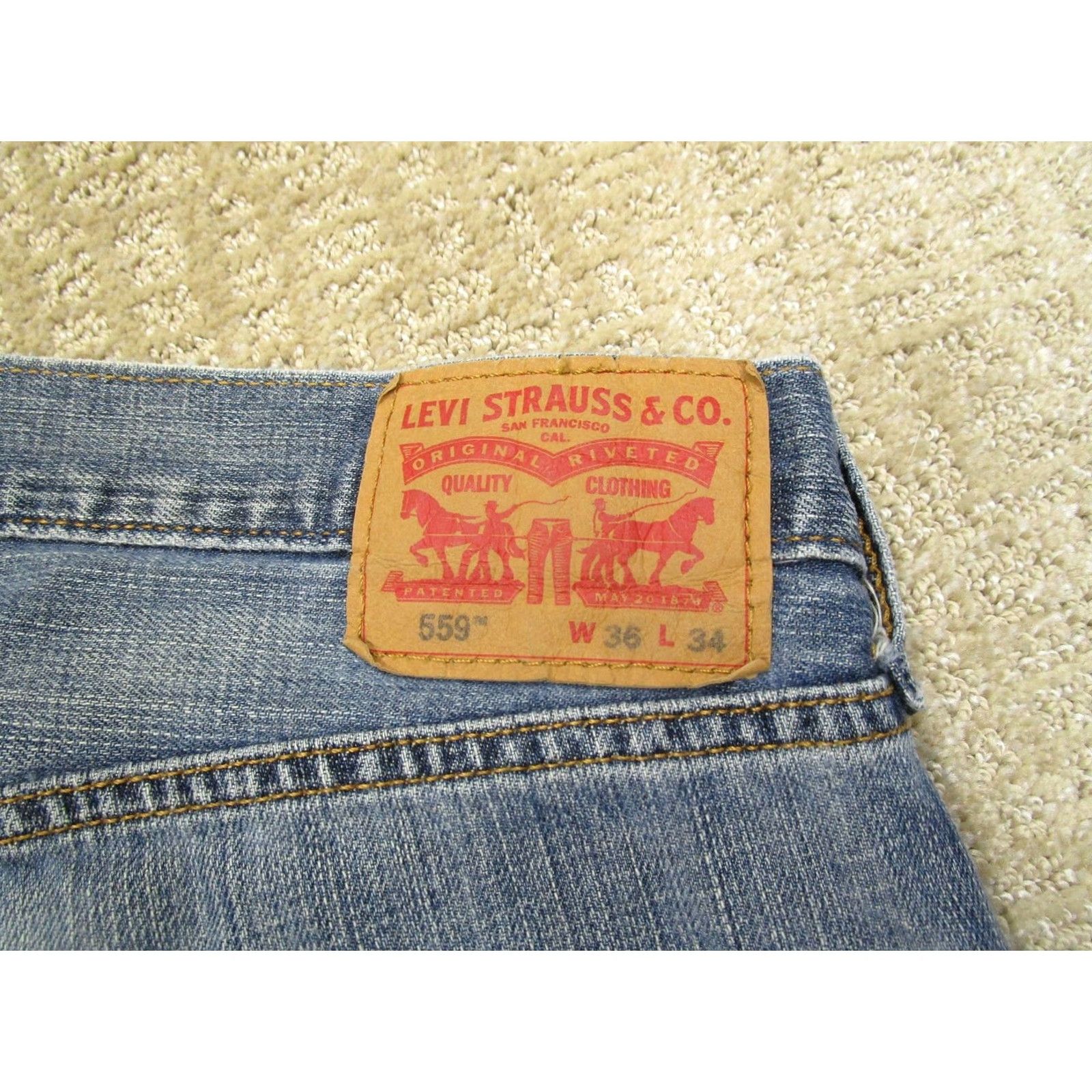 Levi's Levi's 559 Jeans Men 36x34 Relaxed Straight Leg Distressed Light Wash Denim Jeans Regular Blue Size US 36 / EU 52 - 5 Thumbnail