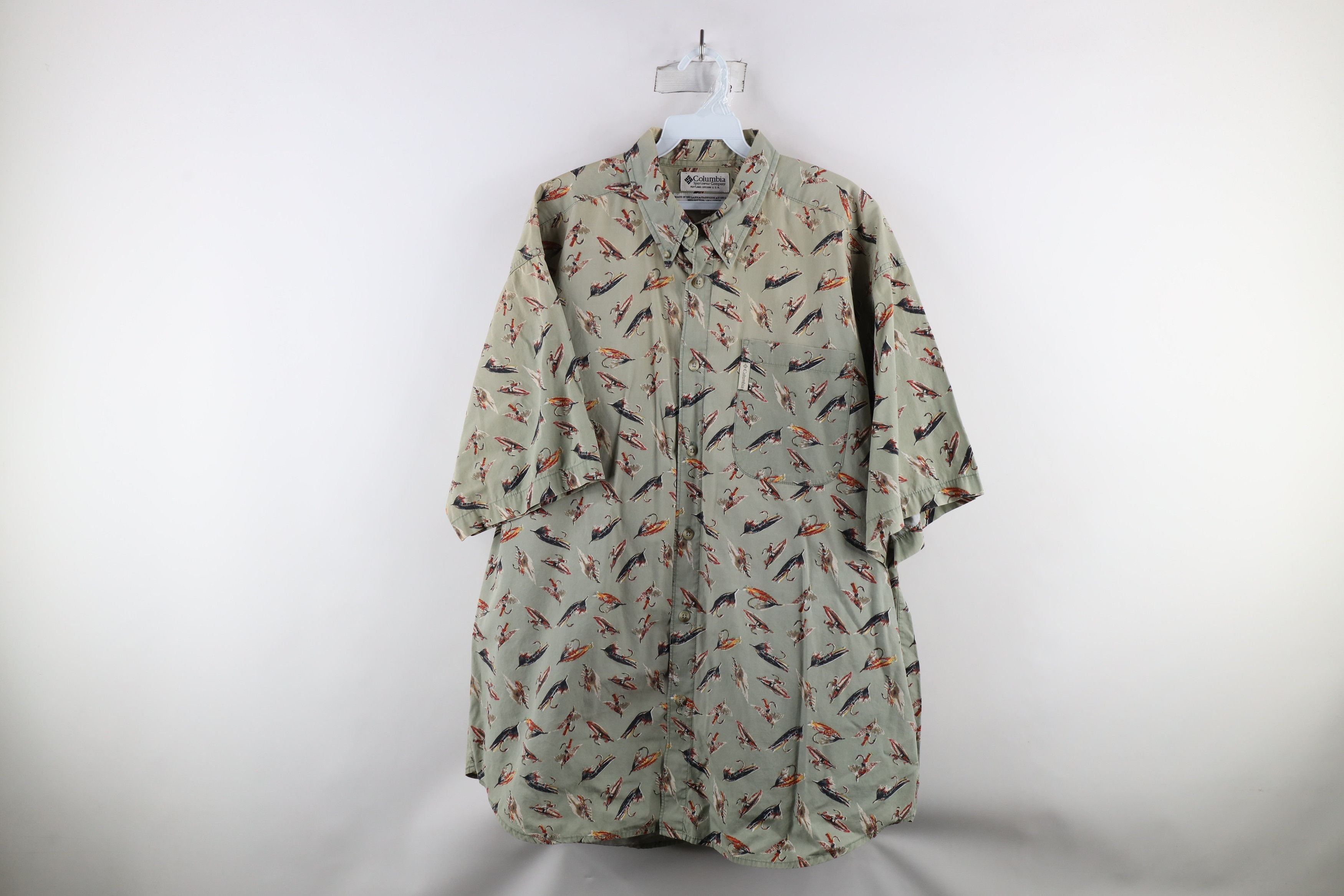 Columbia × Vintage Vintage 90s Columbia All Over Print Button Down Shirt Size US XL / EU 56 / 4 - 1 Thumbnail