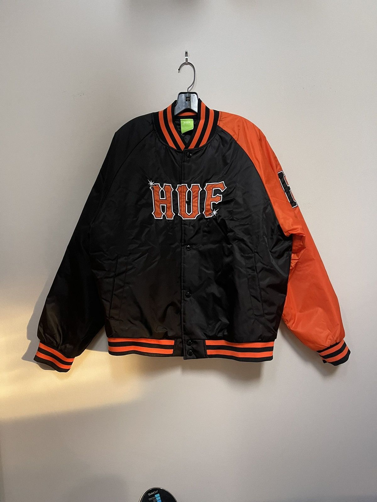 Huf HUF Bomber Jacket Black Orange Logo SF Giants Streetwear Size US L / EU 52-54 / 3 - 3 Thumbnail