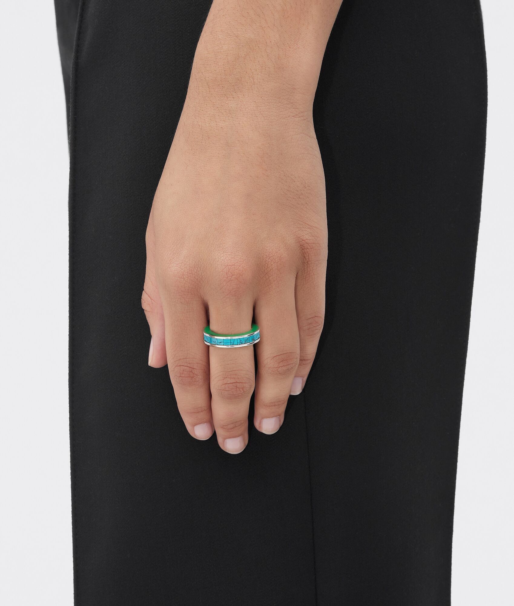 Bottega Veneta o1bcso1str0725 Size: 13 / Mosaic Ring in Turquoise/Parakeet Size ONE SIZE - 2 Thumbnail