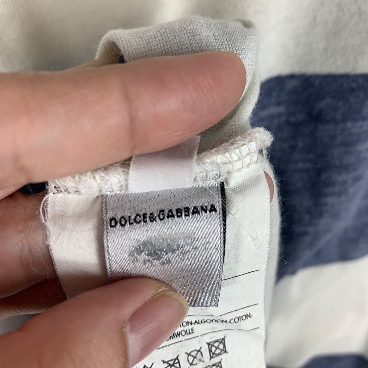Designer × Dolce & Gabbana DOLCE & GABBANA Spellout stripe women tee Size L / US 10 / IT 46 - 10 Thumbnail