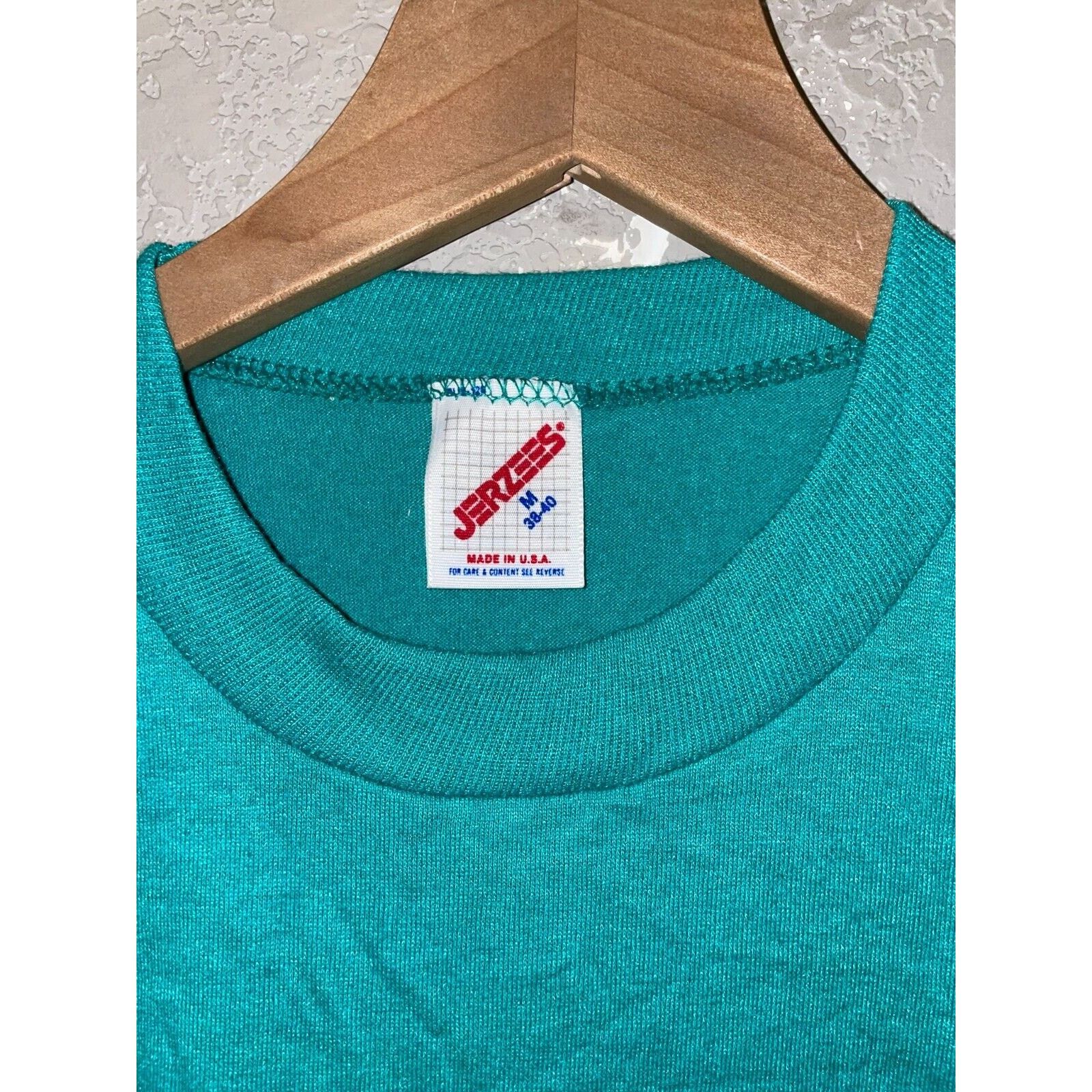 Jerzees Vintage Native American Shirt Test Print Tee Teal 80s VTG M Size US M / EU 48-50 / 2 - 8 Thumbnail
