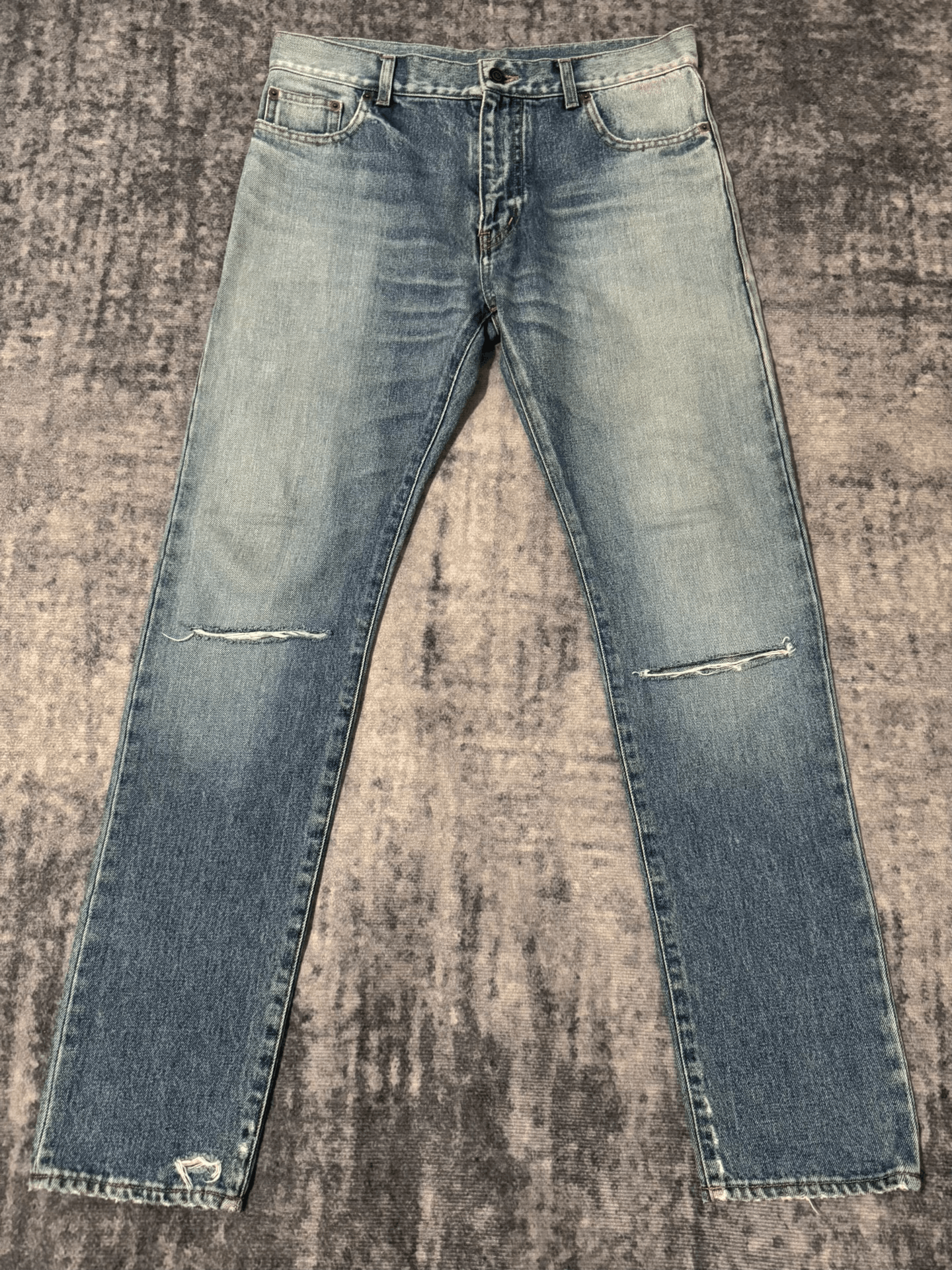 Saint Laurent Distressed Light Blue Jeans