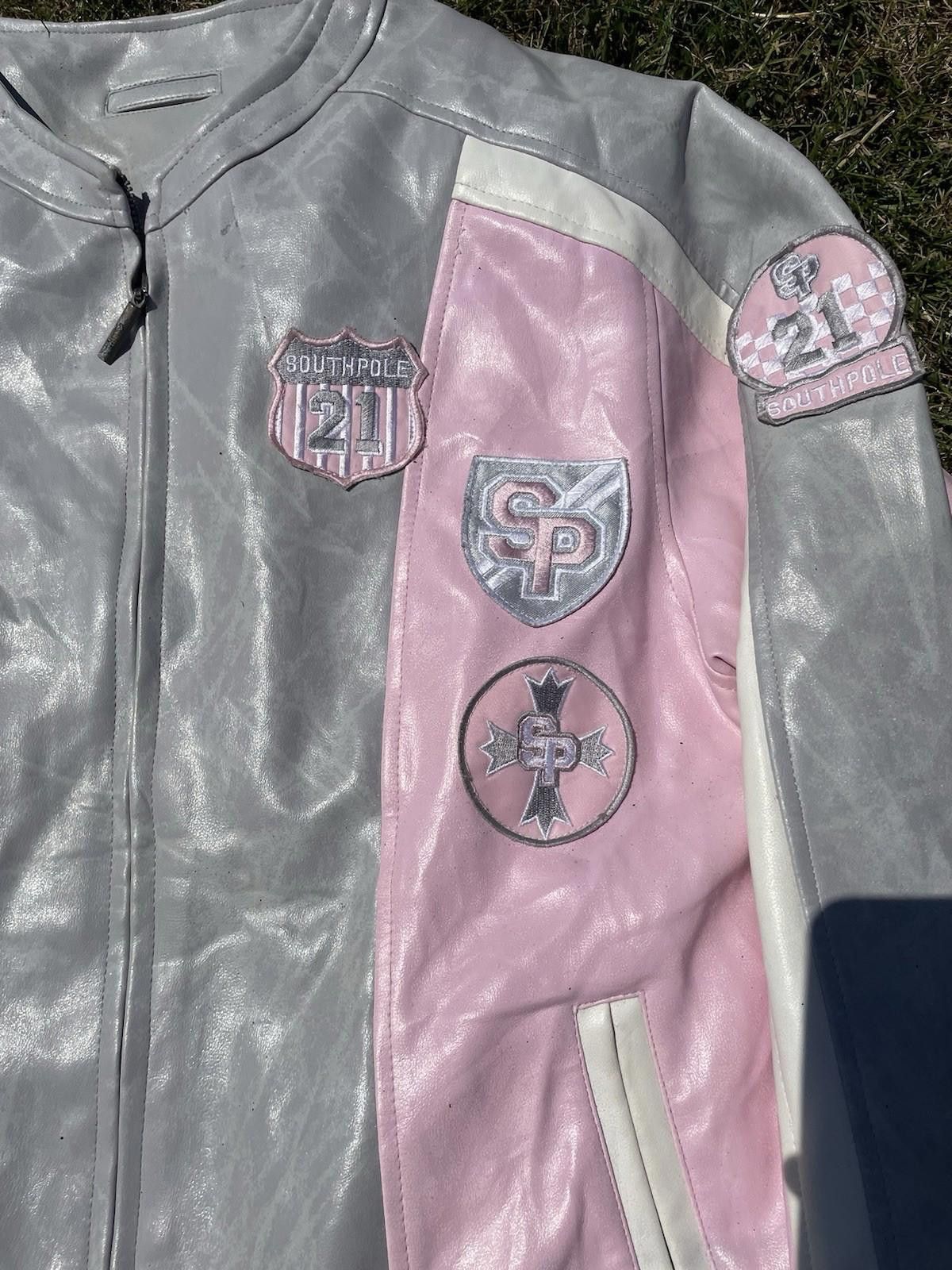 Southpole Vintage South Pole Pink Woman’s Leather Racer Jacket Large Size L / US 10 / IT 46 - 4 Thumbnail