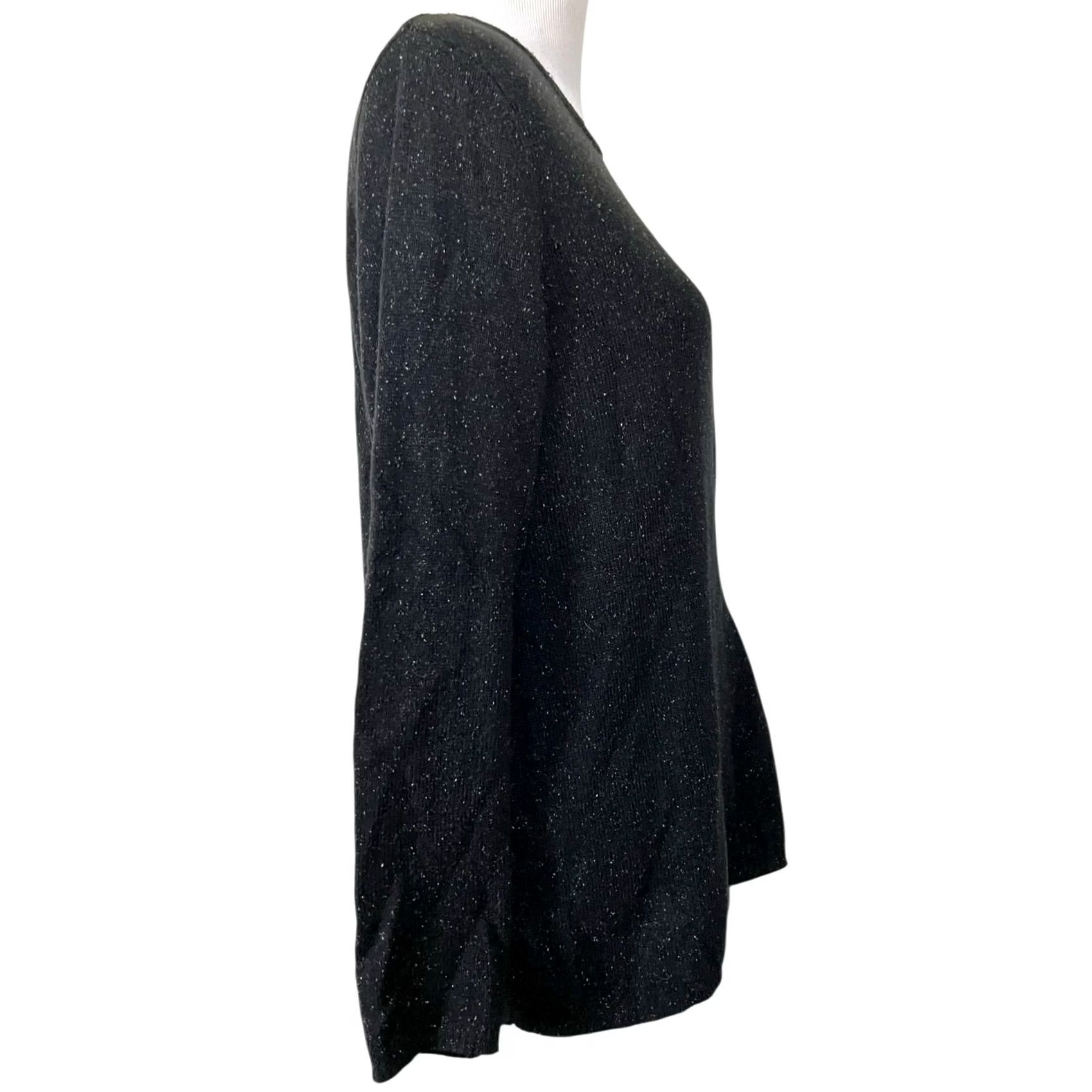 J. Jill J. Jill Sweater Black Speckled Side Tie Cotton Acrylic Silk Blend Women’s Medium Pullover Long Sleeve Knit Tops M Womens Size M / US 6-8 / IT 42-44 - 5 Thumbnail