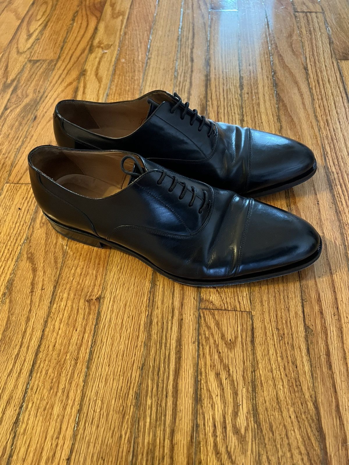 image of Suitsupply Black Leather Oxfords Shoes, Men's (Size 10)