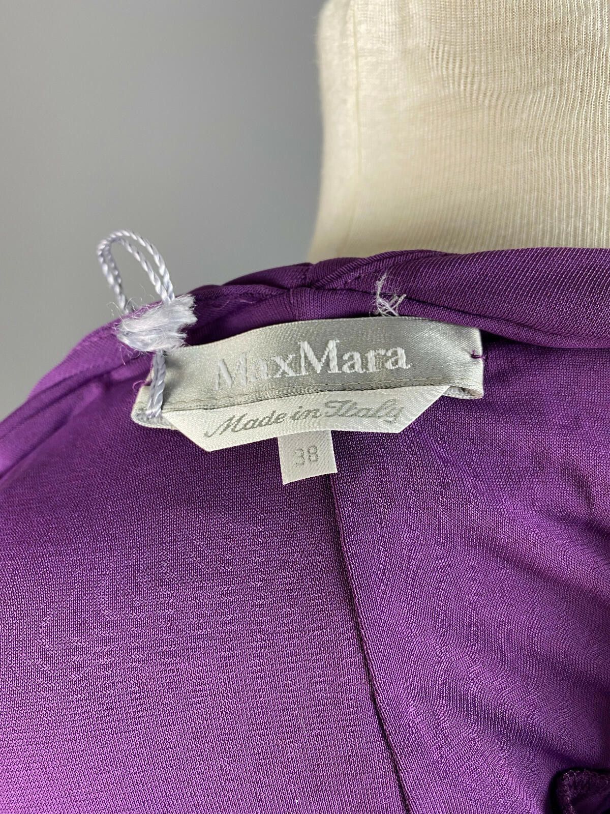 Designer Ladies Max Mara Purple Silk Open Neck Party Dress Size 38 Size M / US 6-8 / IT 42-44 - 9 Thumbnail