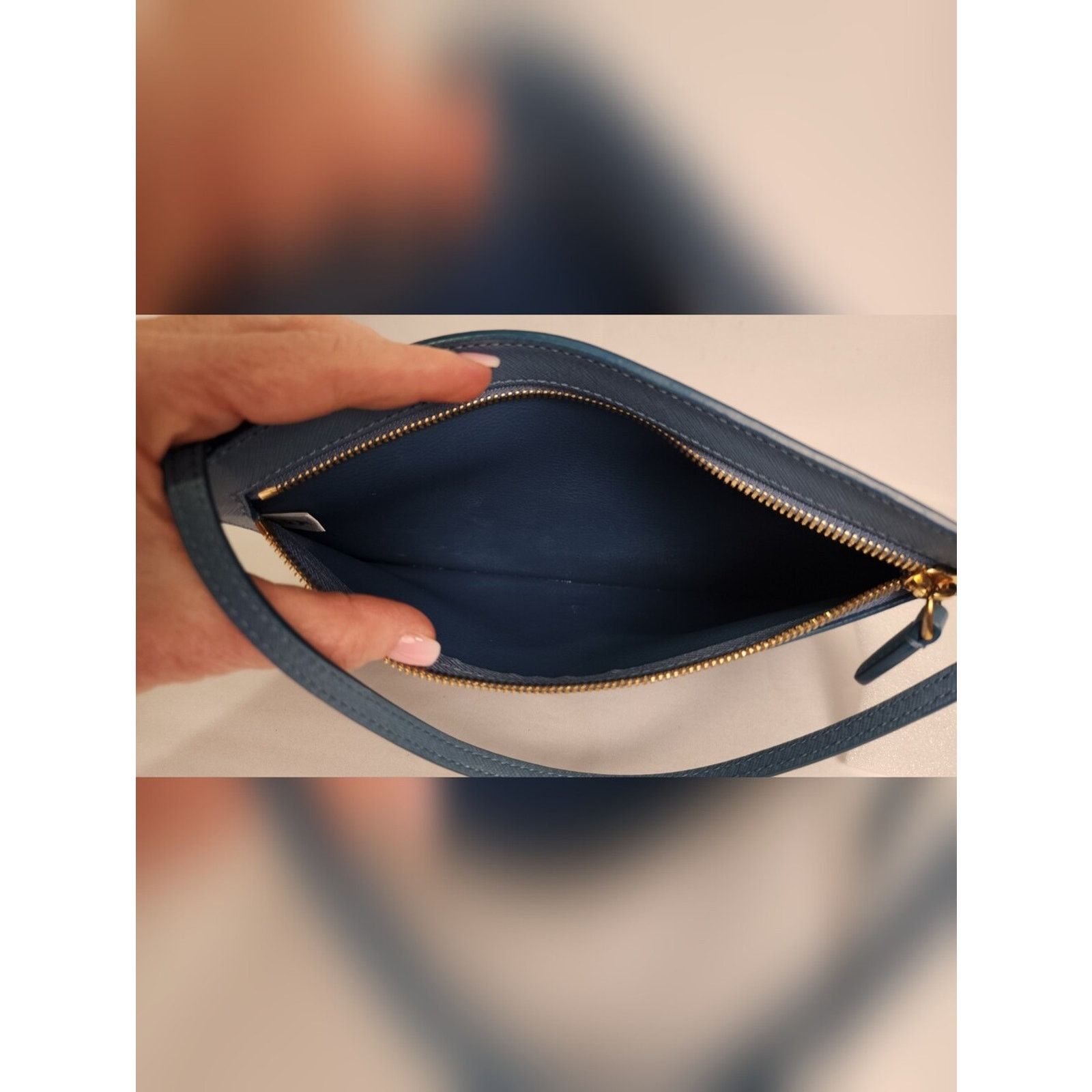 MCM Blue MCM Saffiano Leather Shopper Tote Bag Detachable Pouch Size ONE SIZE - 11 Thumbnail