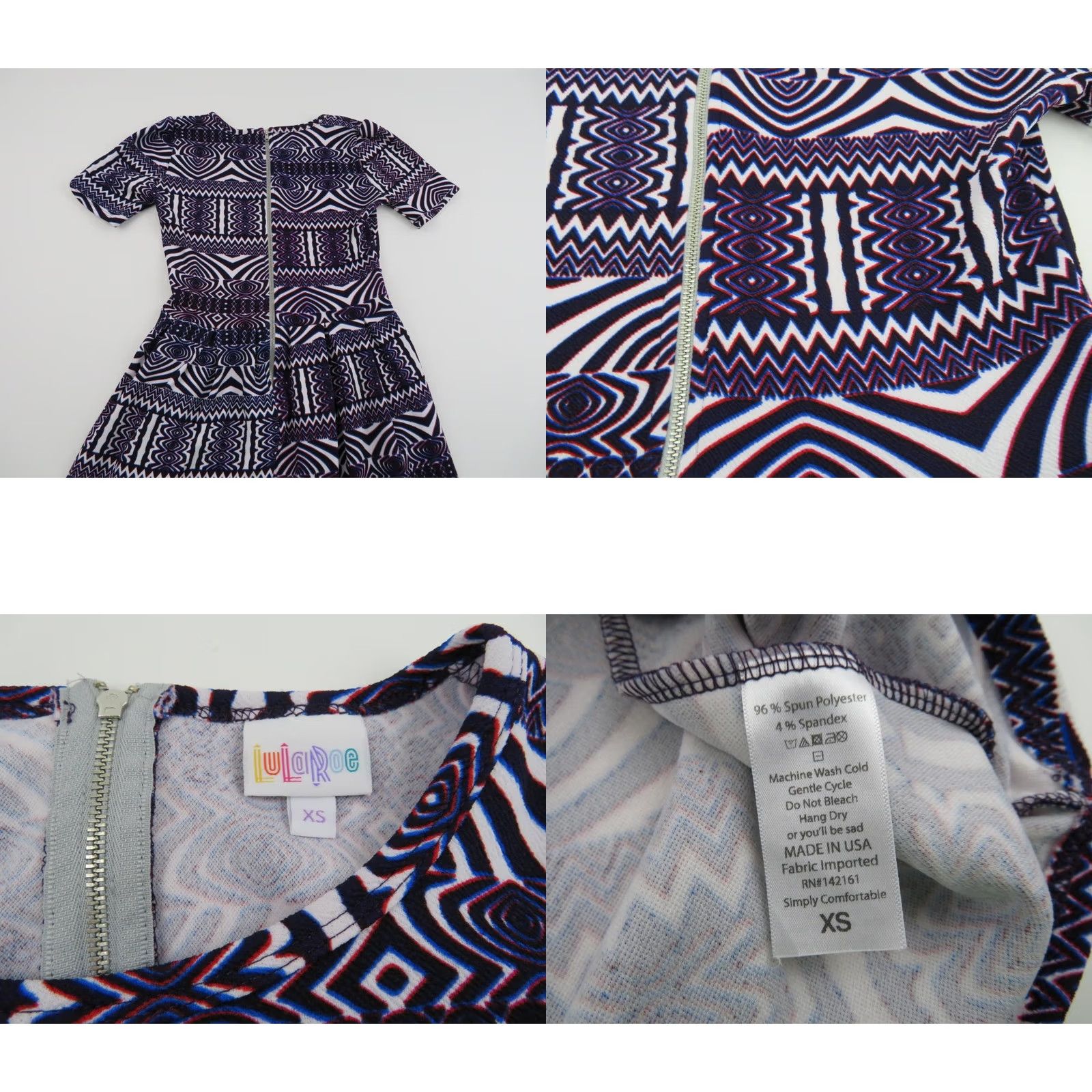 Vintage LuLaRoe Women's Amelia Dress XS Aztec Tribal Unicorn Purple Black Geometric Size XS / US 0-2 / IT 36-38 - 8 Thumbnail