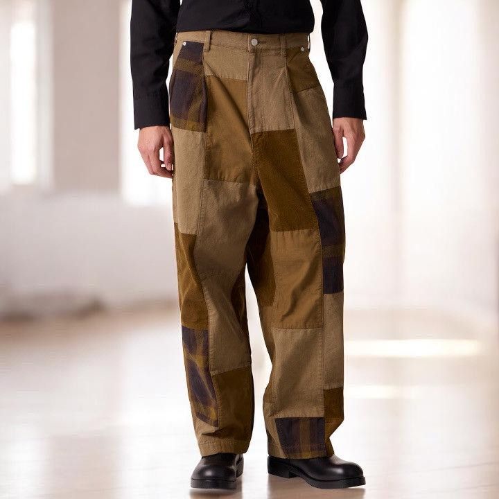 Comme des Garcons Homme NWT 25AW COMME des GARCONS HOMME Patchwork Pants Brown S Size US 33 - 10 Thumbnail