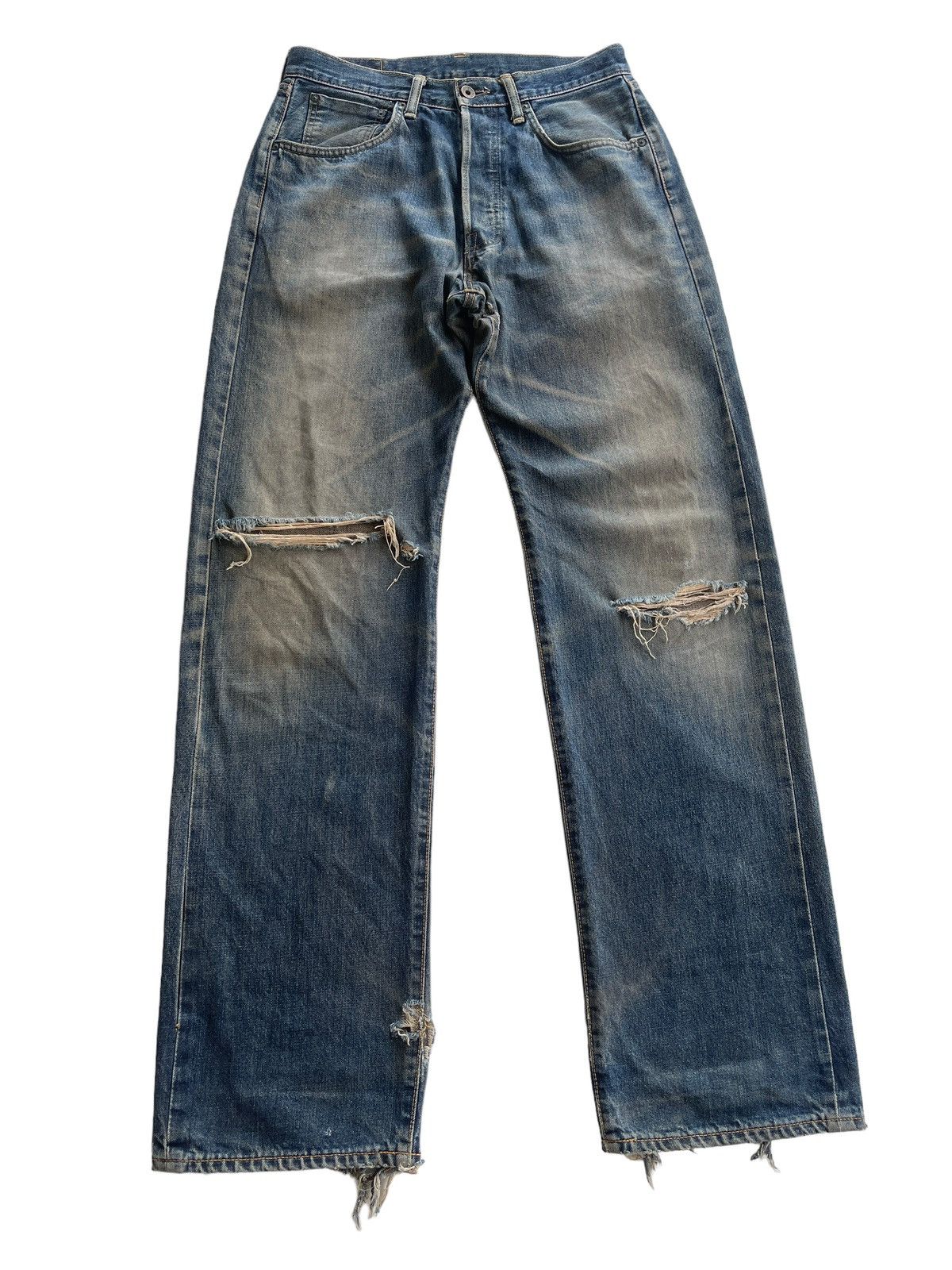 Edwin Vintage Edwin 505 Distressed Selvedge Mudd Jeans Size US 30 / EU 46 - 5 Thumbnail