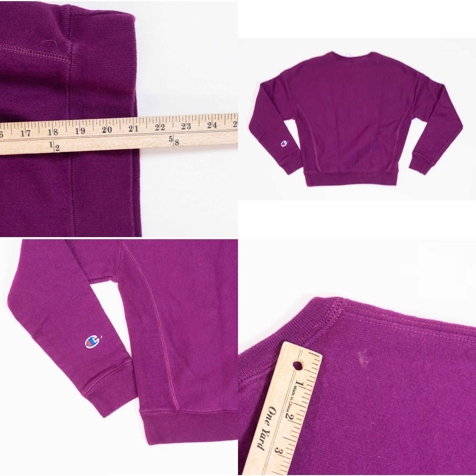 Champion VINTAGE Champion Womens Cropped Reverse Weave Purple Crew Neck Sweatshirt Crop Top Size S / US 4 / IT 40 - 9 Thumbnail