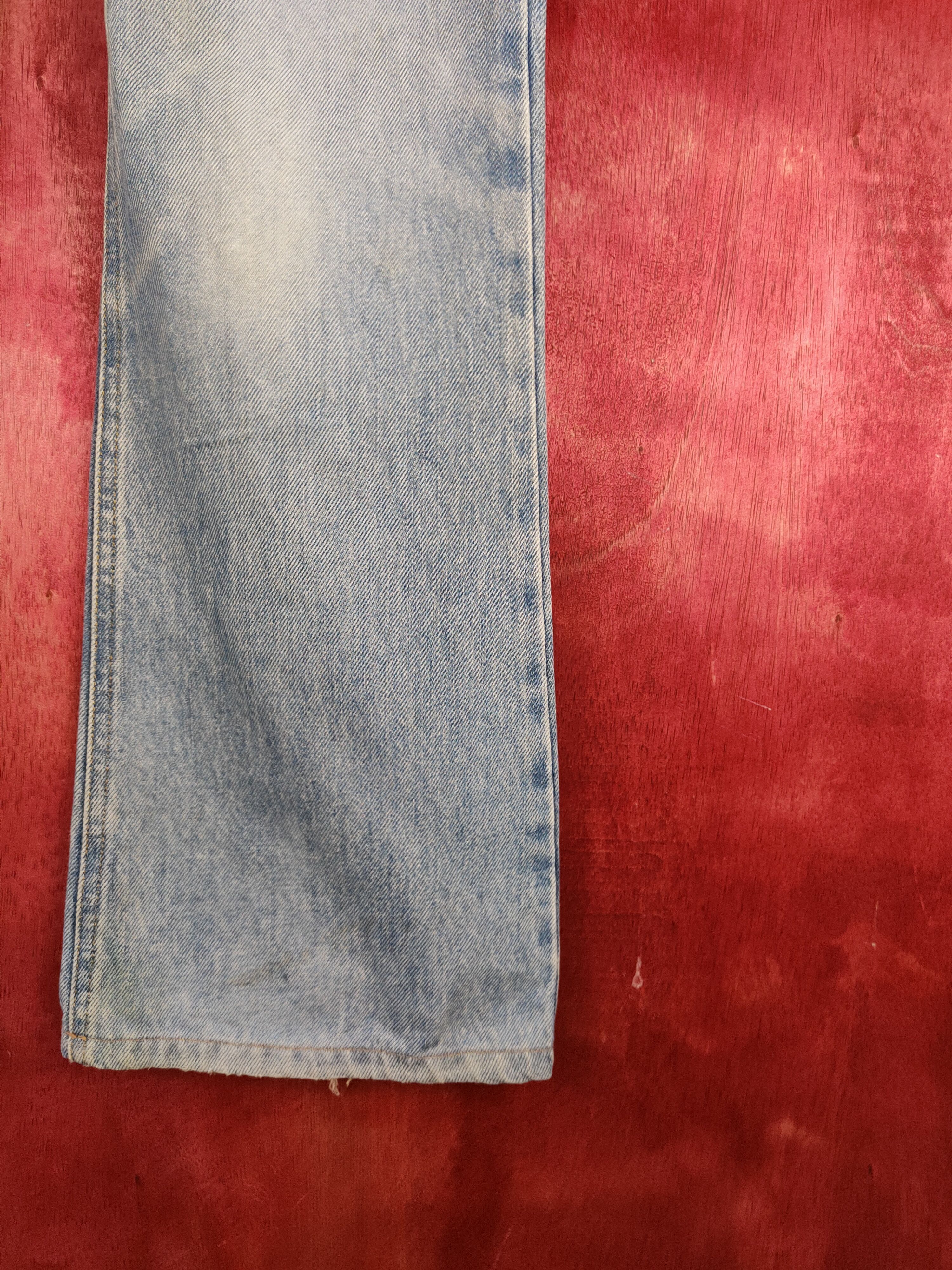 Japanese Brand Wrangler Blue Faded Distressed Bootcut Jeans #S2017 Size 29" - 7 Thumbnail