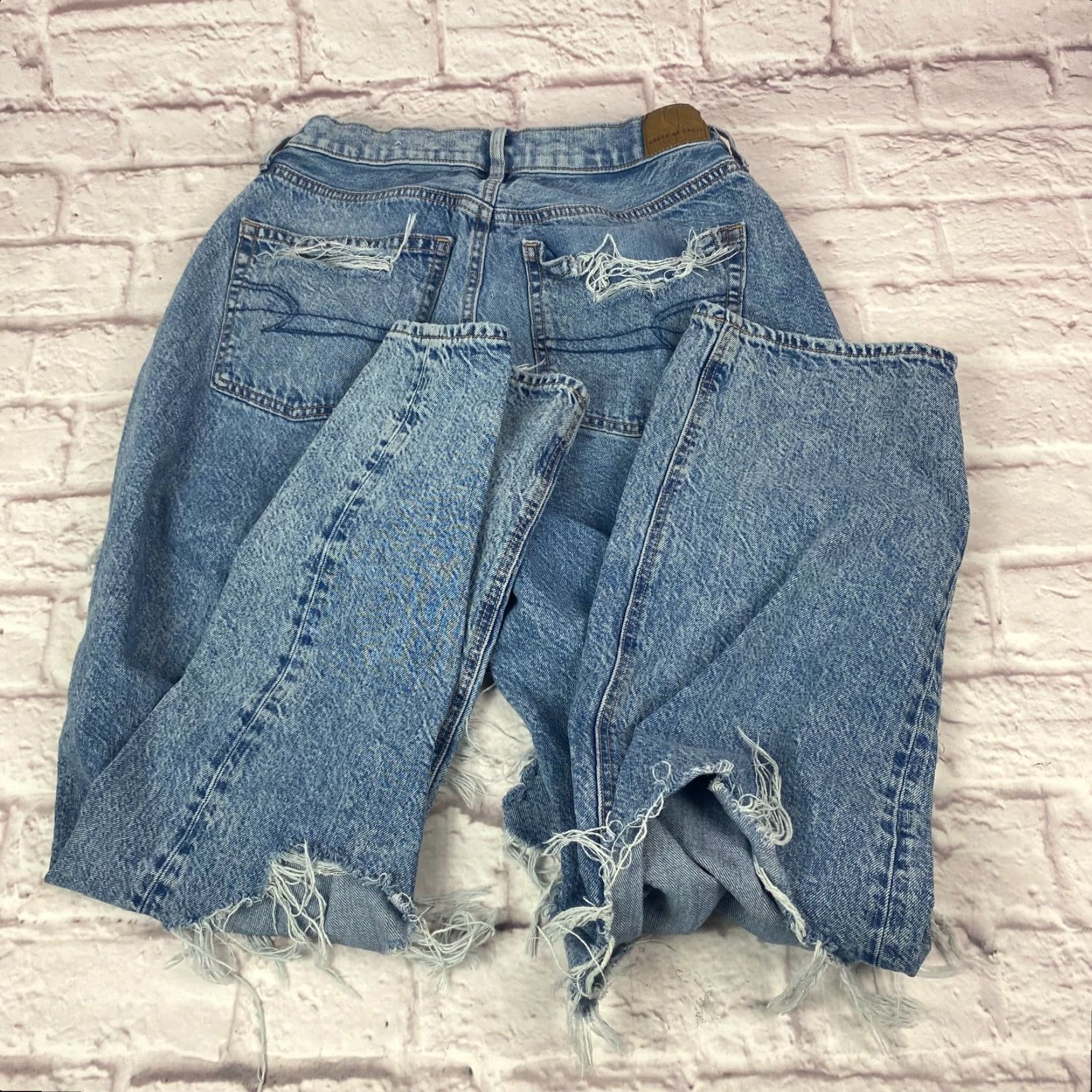 American Eagle Outfitters American Eagle Womens Baggy Jeans High Rise Straight Leg Distressed Ripped Sz 6 Size 28" / US 6 / IT 42 - 7 Thumbnail