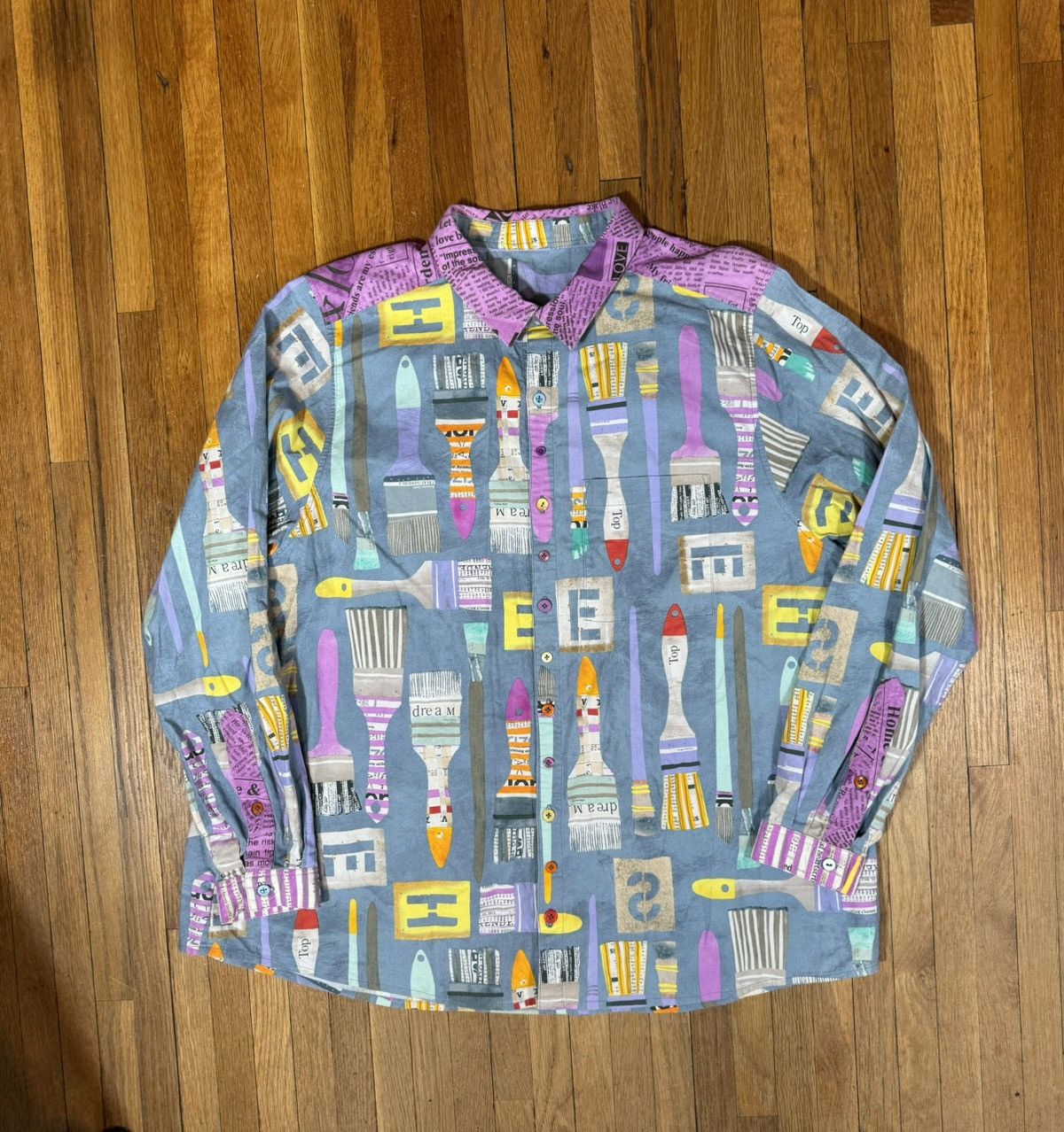 Vintage Vintage Paint Brush Long Sleeve Shirt Size US XL / EU 56 / 4 - 1 Thumbnail