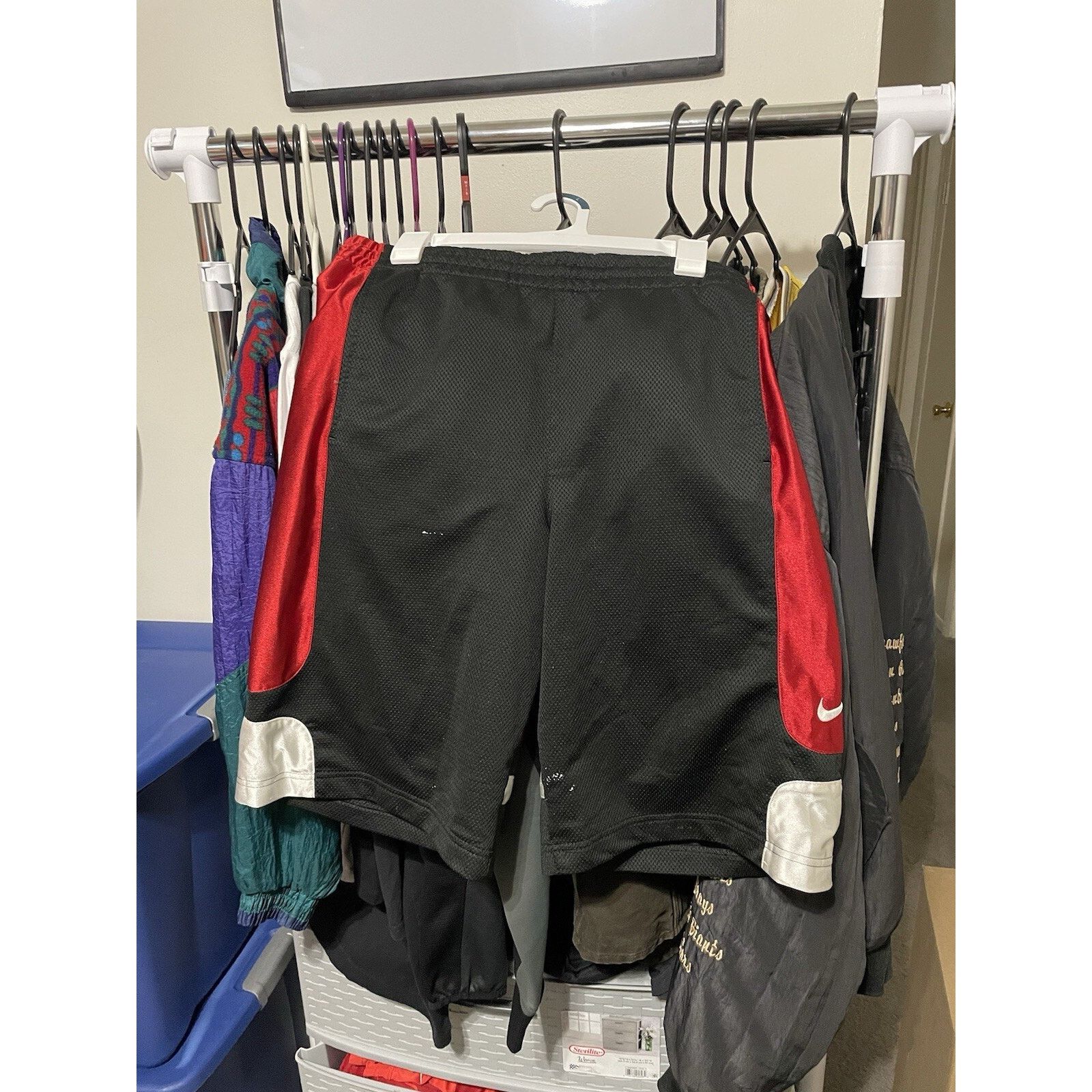 Nike Size Small- Nike Dri-Fit Shorts Black w Red Basketball Mens Size US 41 - 1 Thumbnail