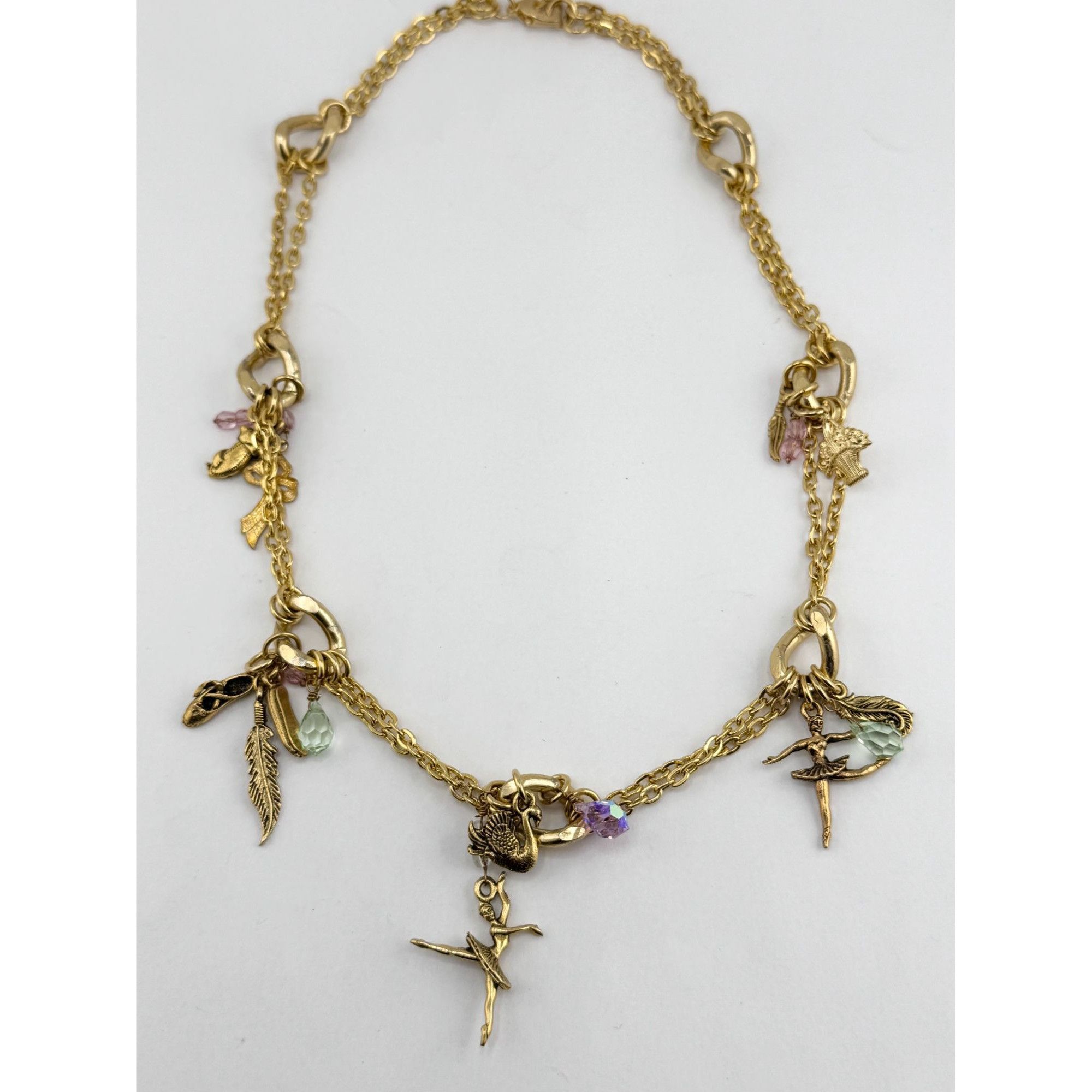 Vintage Vintage crystal charm necklace Ballerina, Feather, Shoes, Fl Size ONE SIZE - 3 Thumbnail