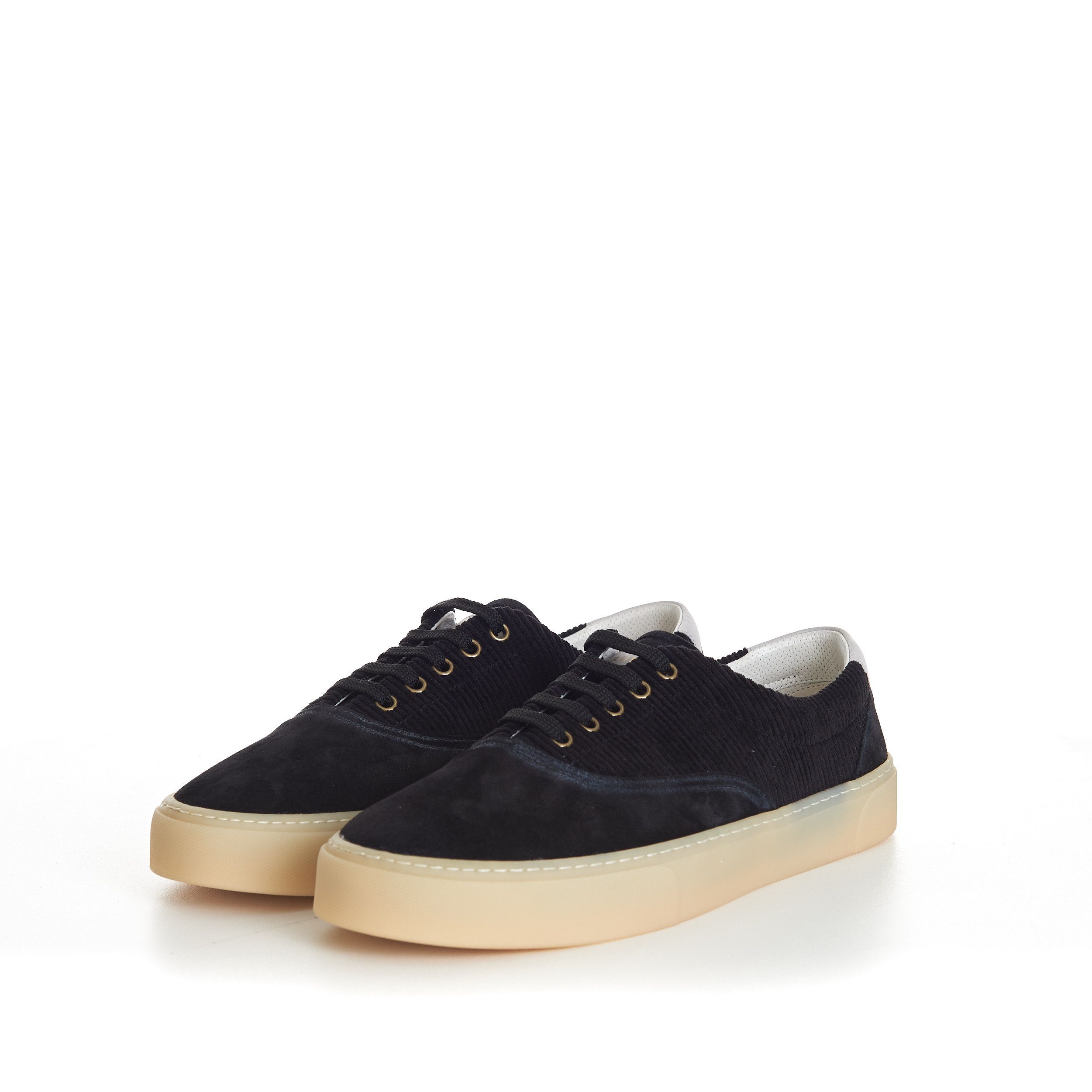 Brunello Cucinelli Black Washed Suede And Techno Corduroy Sneakers Size US 11 / EU 44 - 3 Thumbnail