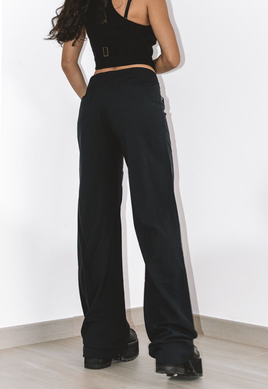 Chanel × Designer × Vintage Vintage Chanel Wide Leg elegant Navy Blue Wool Pants Size 28" / US 6 / IT 42 - 5 Thumbnail