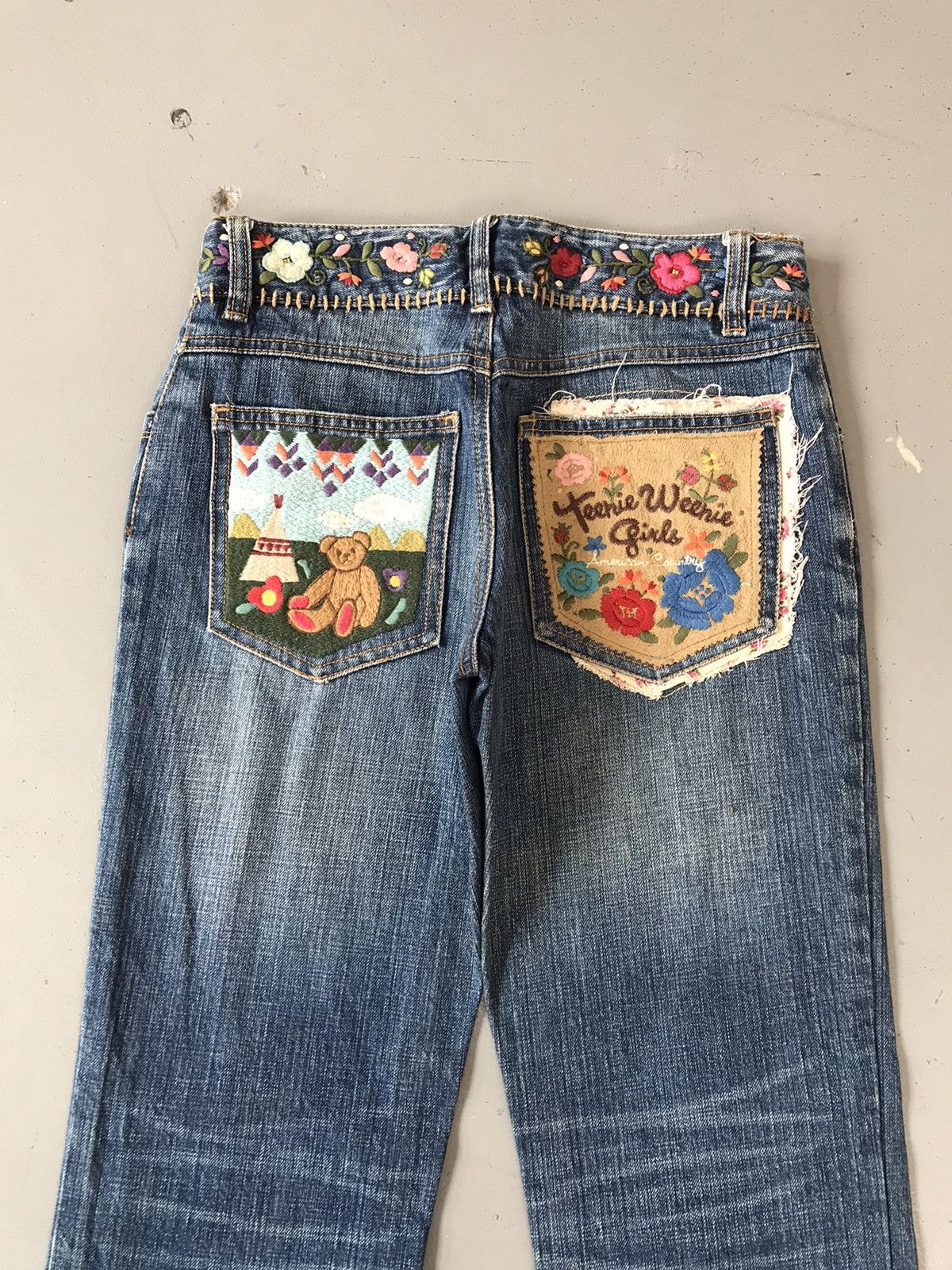 Vintage Y2K Style Flower 🌹 Embroidery Straight Fit denim Size 36" / US 14 / IT 50 - 7 Thumbnail