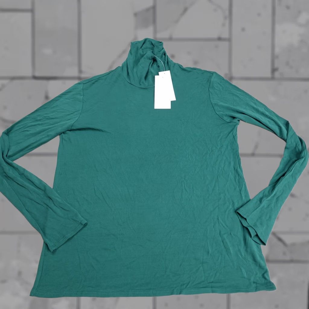 Eileen Fisher Eileen Fisher Blouse Shirt Womens Medium Green Silk Jersey Turtleneck Long Sleeve Pullover NEW Size M / US 6-8 / IT 42-44 - 1 Thumbnail