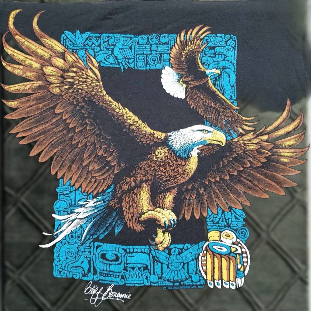 Vintage Vintage 90’s Nature T Shirt Single Stitch Silkmasters INC 1990 Eagle M Usa Made Screen Stars Best Unisex Adults Short Sleeve Black M Size US M / EU 48-50 / 2 - 1 Thumbnail