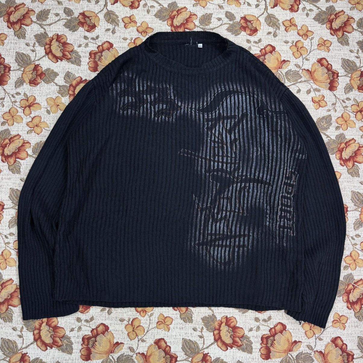 Japanese Brand Crazy Y2K Tribal Knit Dragon Sweater Graffiti Size US XL / EU 56 / 4 - 1 Thumbnail