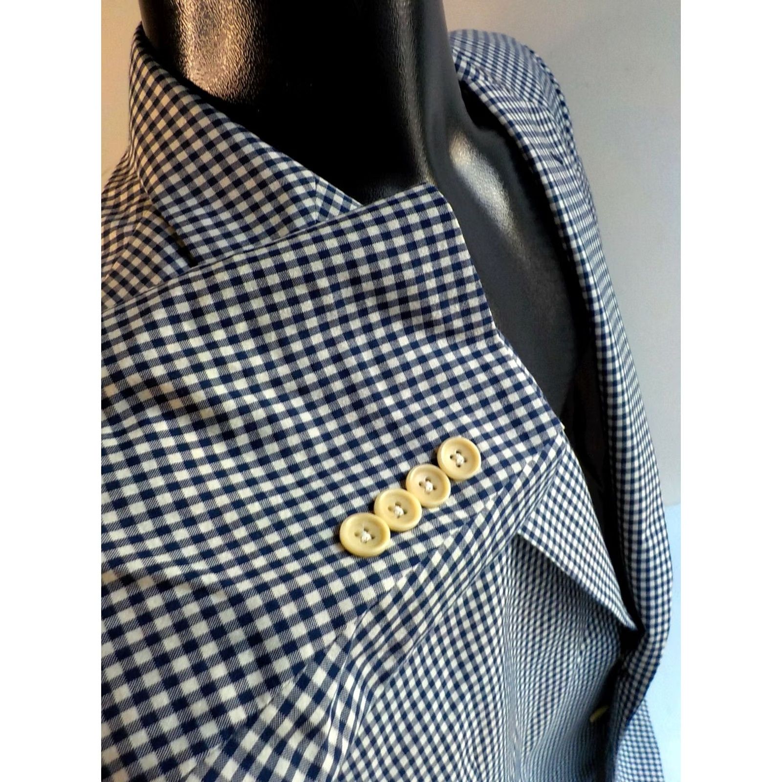 Brooks Brothers BROOKS BROTHERS Fitzgerald Fit Sport Coat Navy/Ivory Check Wool/Cotton 45R Two-Button Notch Lapel Men's Coat Size US S / EU 44-46 / 1 - 4 Thumbnail