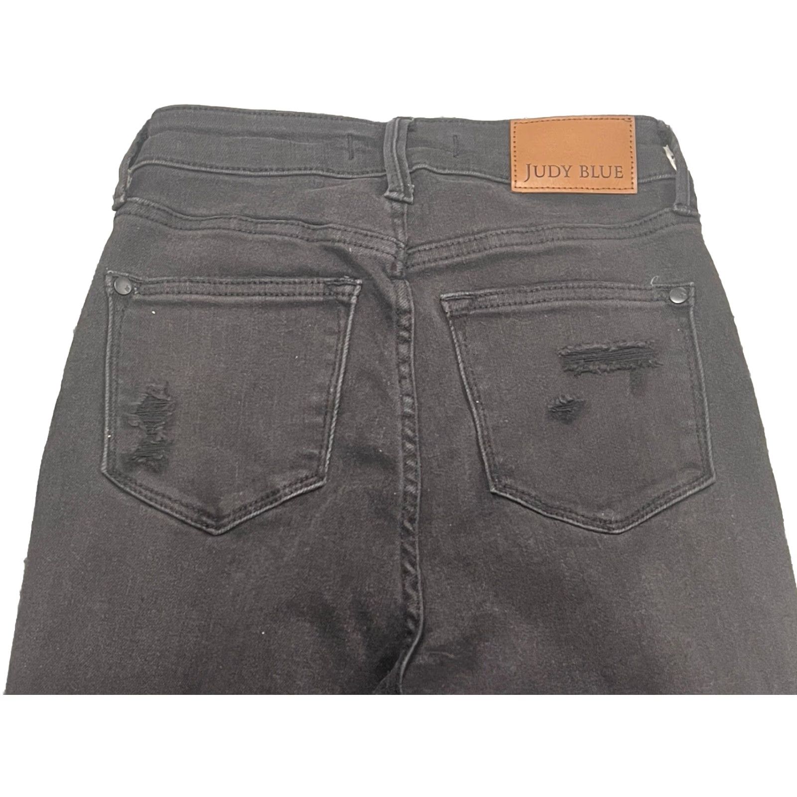 Vintage Judy Blue Jeans Womens Black Distressed Flare Stretch 0/24 5-Pocket Denim Size 25" / US 0 / IT 36 - 7 Thumbnail