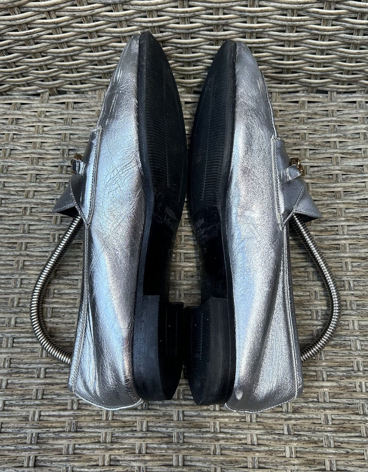 Tom Ford × Vintage Vintage Tom Ford Silver Leather Chain Loafer Flats MUCH WORN Size US 9 / IT 39 - 6 Thumbnail