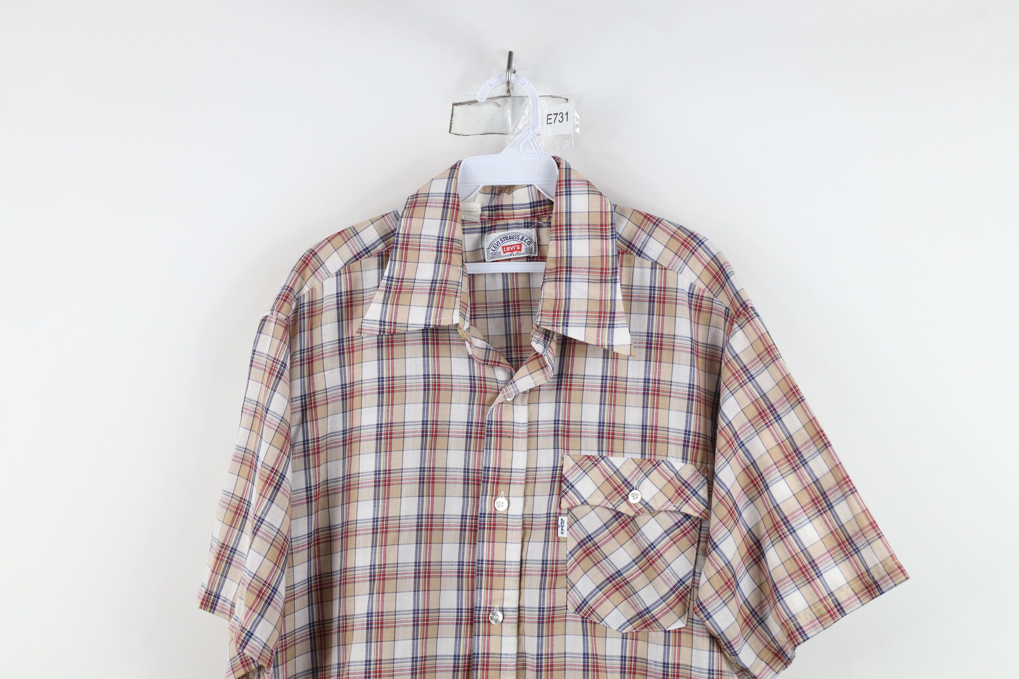 Levi's Vintage 70s Levis Short Sleeve Collared Button Shirt USA Size US XL / EU 56 / 4 - 2 Thumbnail