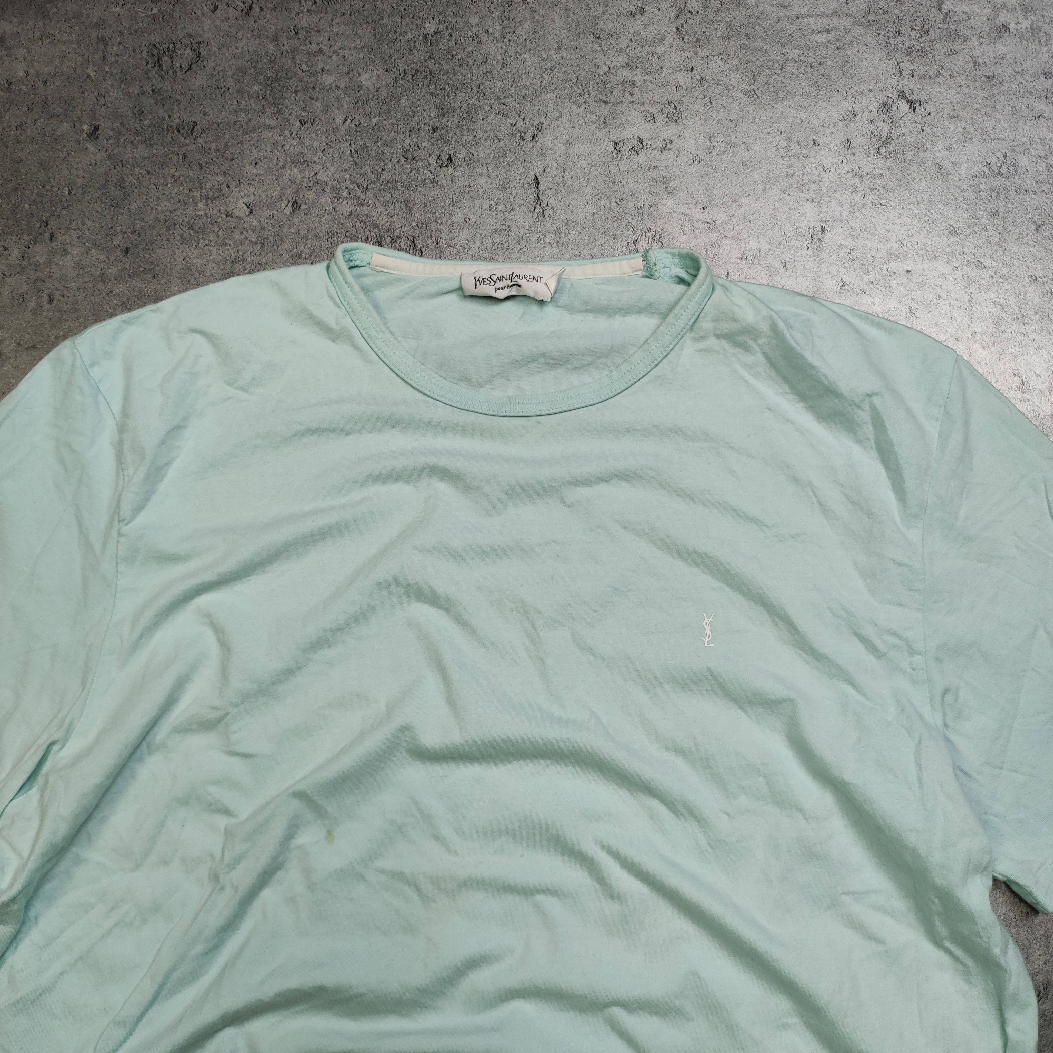 Vintage × Yves Saint Laurent RARE YSL Yves Saint Laurent Mint Small Logo Classic Tee Size US XXL / EU 58 / 5 - 4 Thumbnail