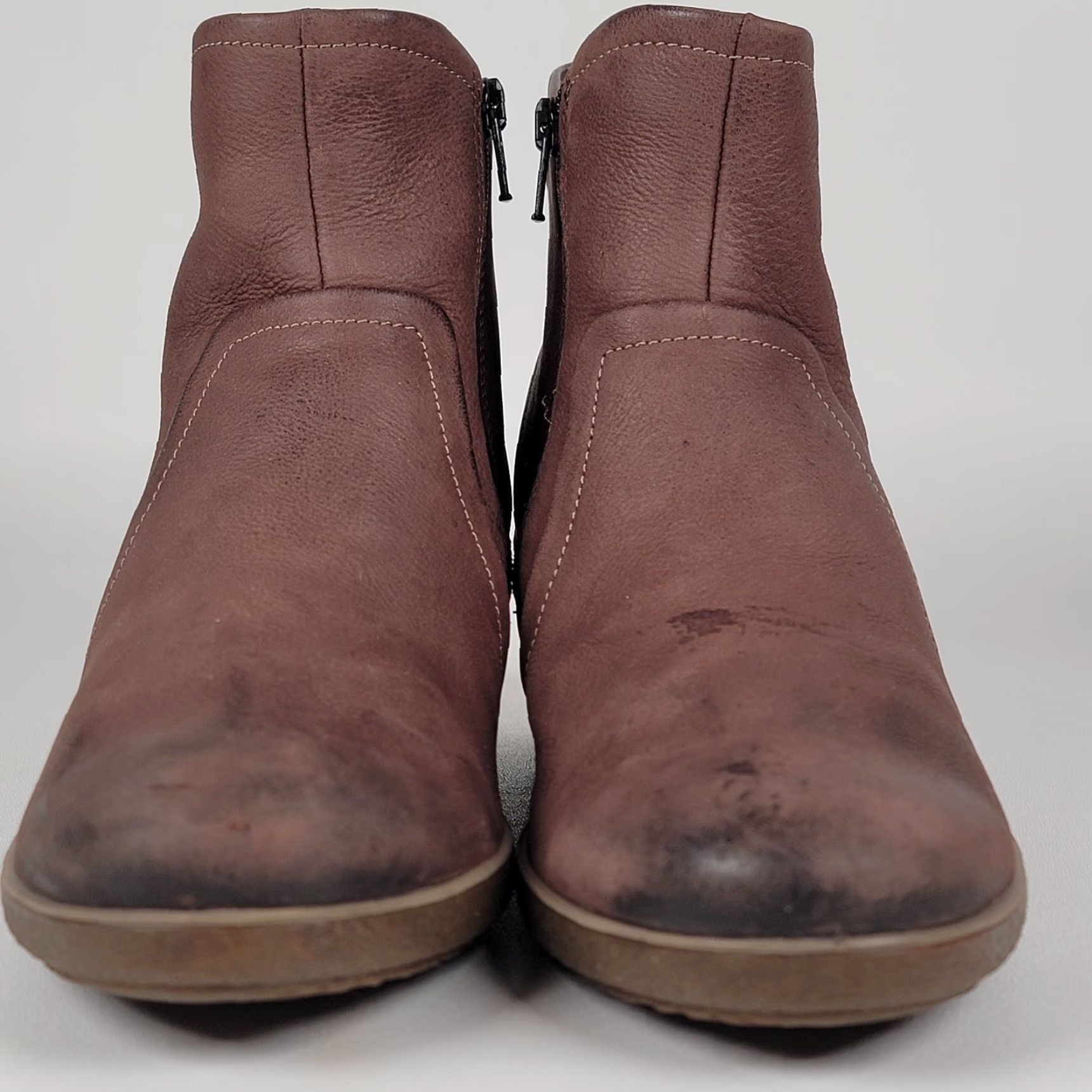 Ecco Ecco Boots Women Brown Leather Wedge Bootie Side Zip Comfort Size 39 US 8.5 Mid Heel Casual Travel Size US 9 / IT 39 - 2 Thumbnail