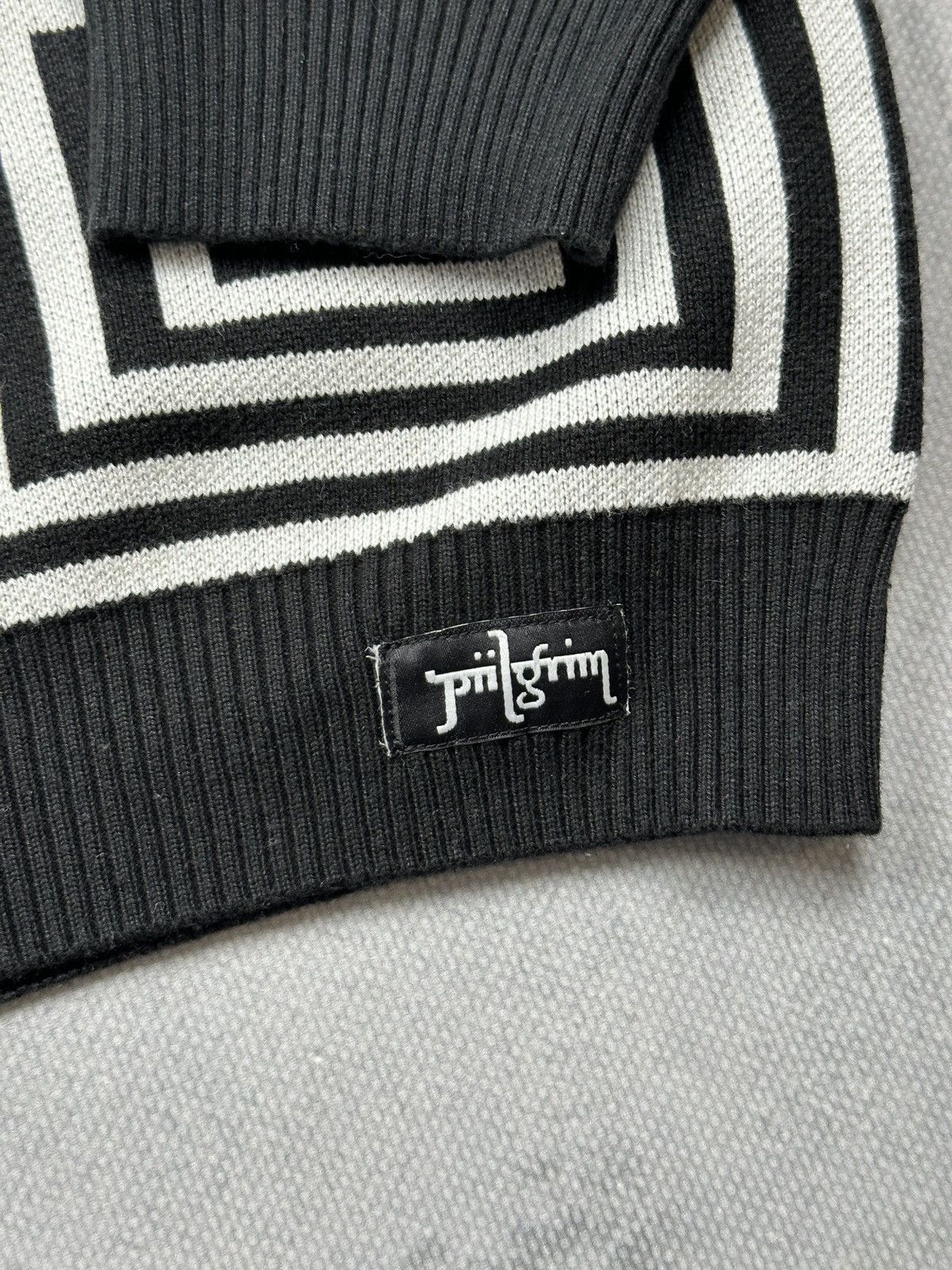 Affliction Piilgrim Men's 1967 Geometric Crew Knit in Black/White y2k Size US L / EU 52-54 / 3 - 5 Thumbnail