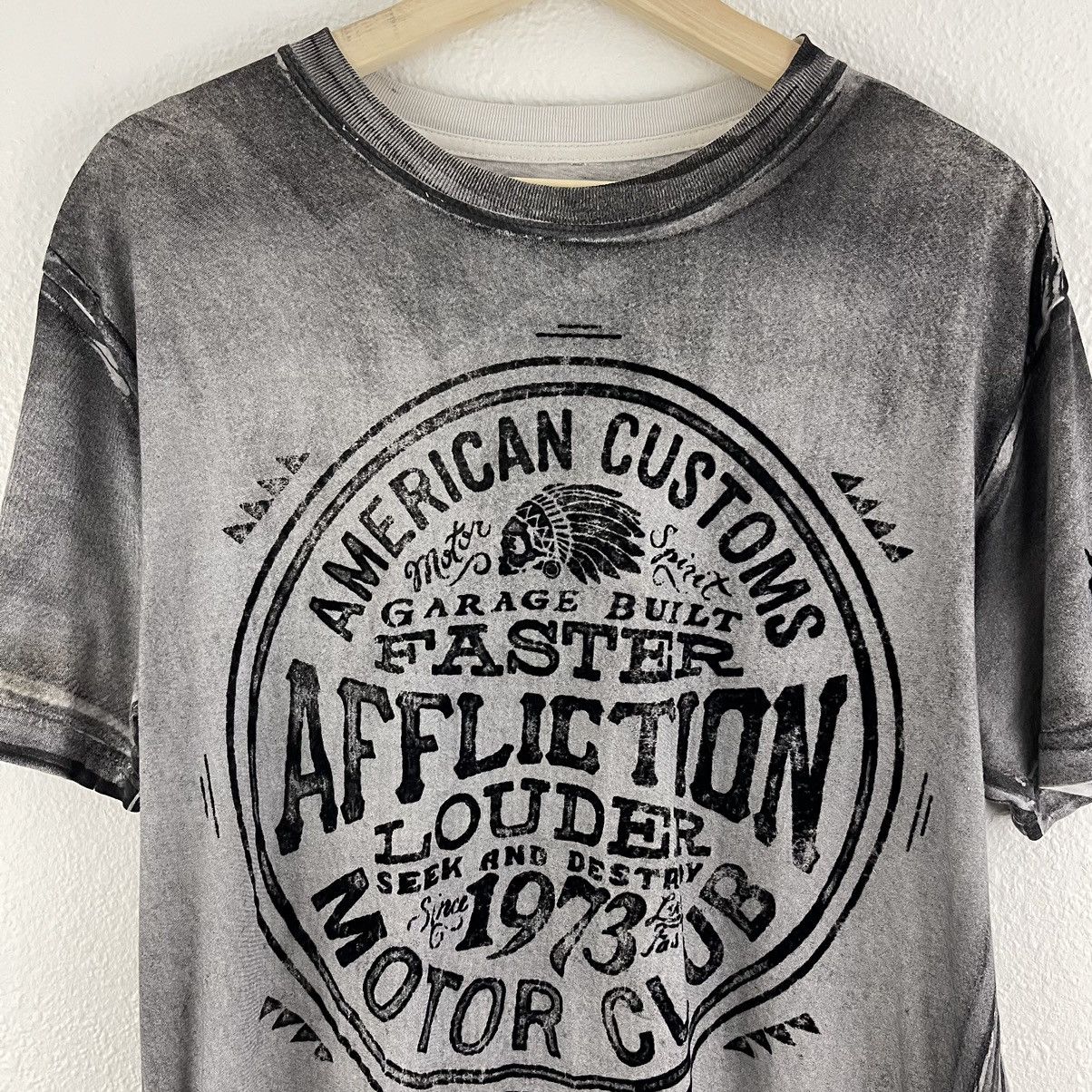 Affliction AFFLICTION Grey Black Skull American Customs Graphic Tee Size US M / EU 48-50 / 2 - 4 Thumbnail