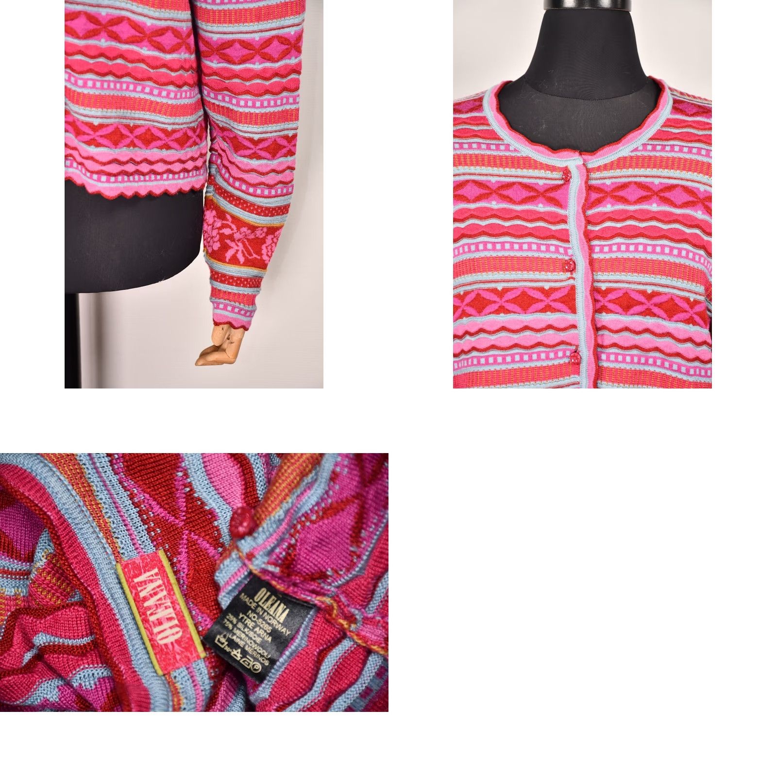 Pinko Oleana Cardigan Pink Women L Wool Silk 75% Merino 25% Silk Norway Vintage No N/A Size L / US 10 / IT 46 - 8 Thumbnail