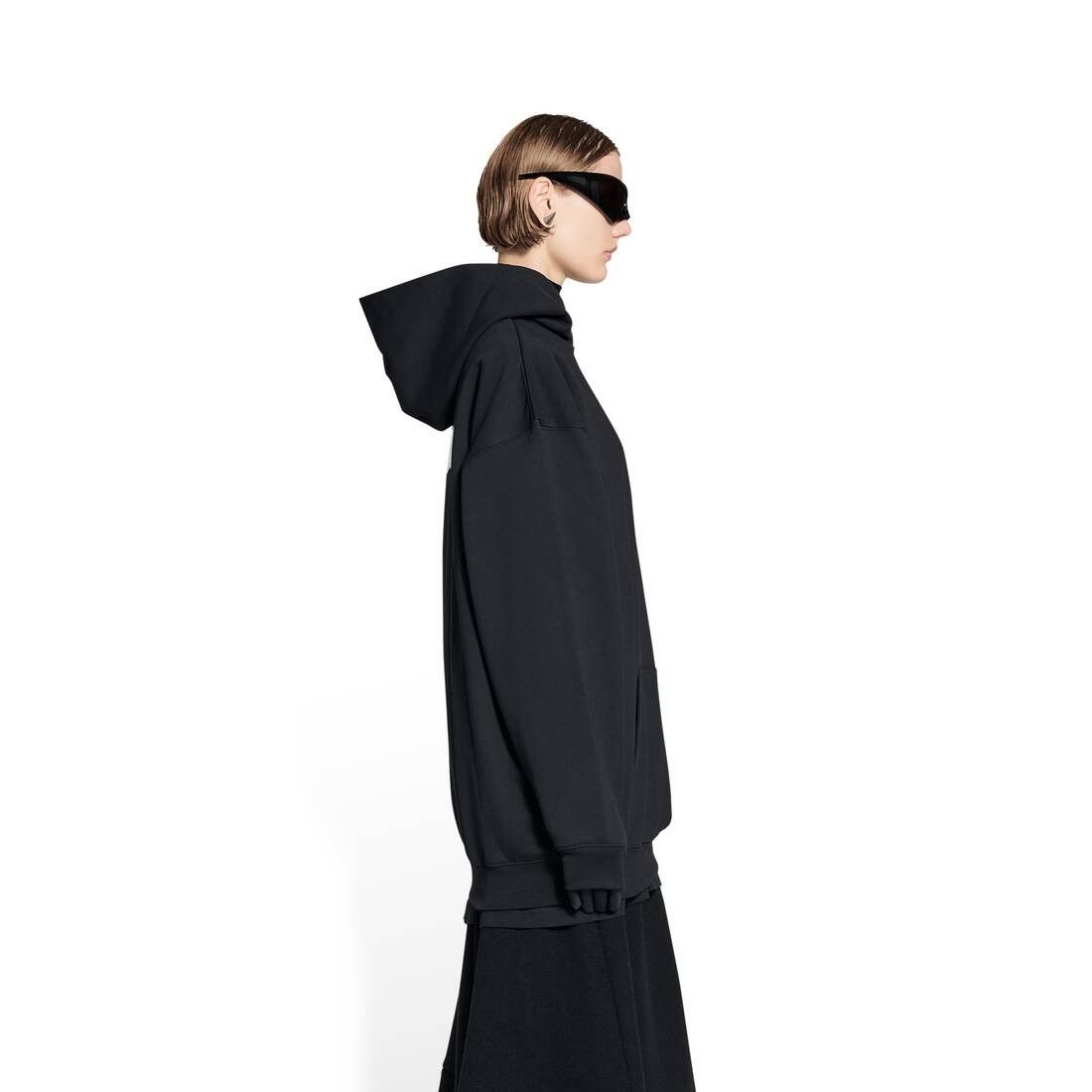Balenciaga o1srvl11e0425 Gaffer Hoodie Medium Fit in Black Size L / US 10 / IT 46 - 3 Thumbnail