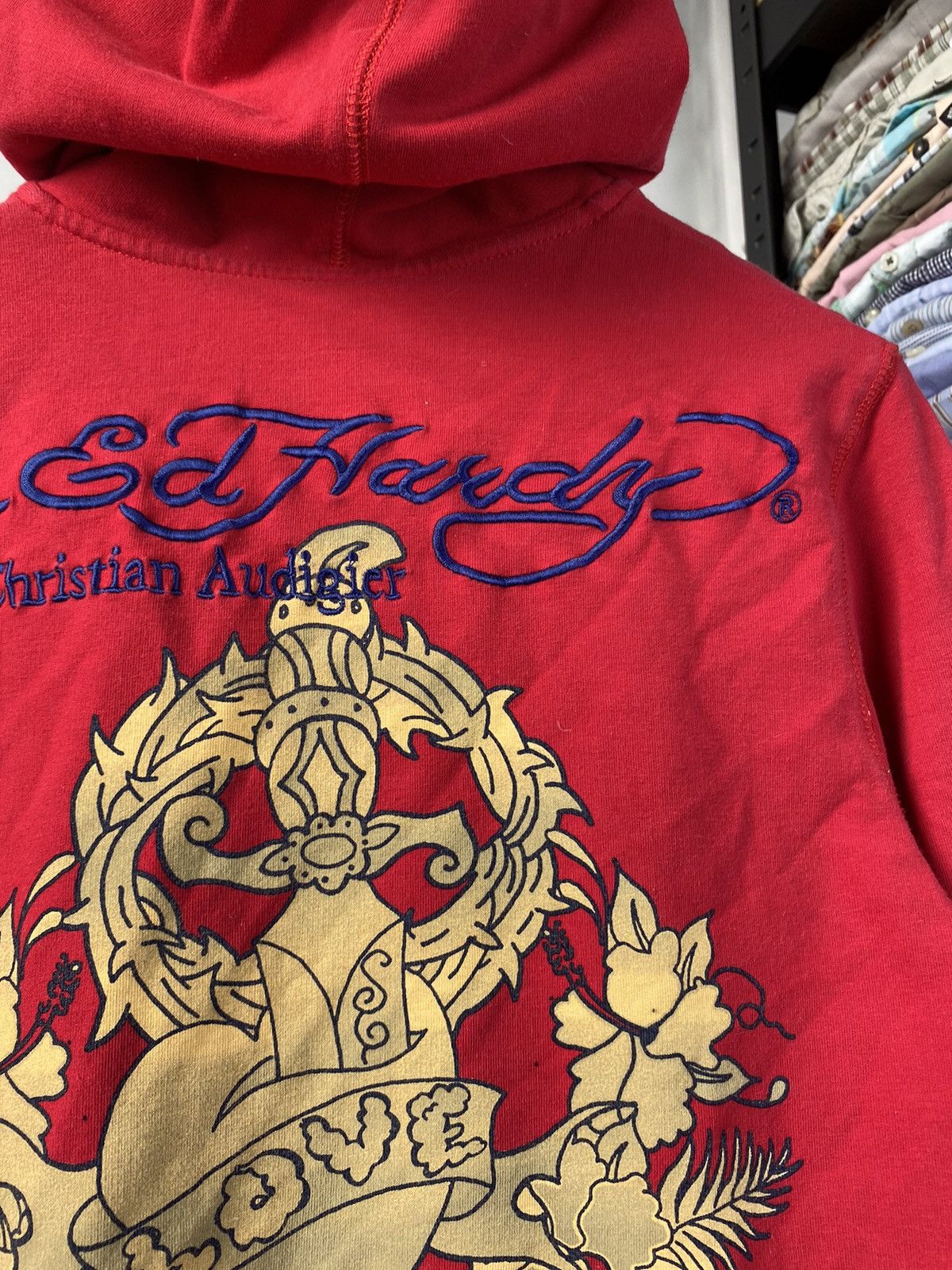 Ed Hardy 🔥Ed Hardy Gothic Tribal Avant Garde Red Hoodie Small wom Size S / US 4 / IT 40 - 13 Thumbnail