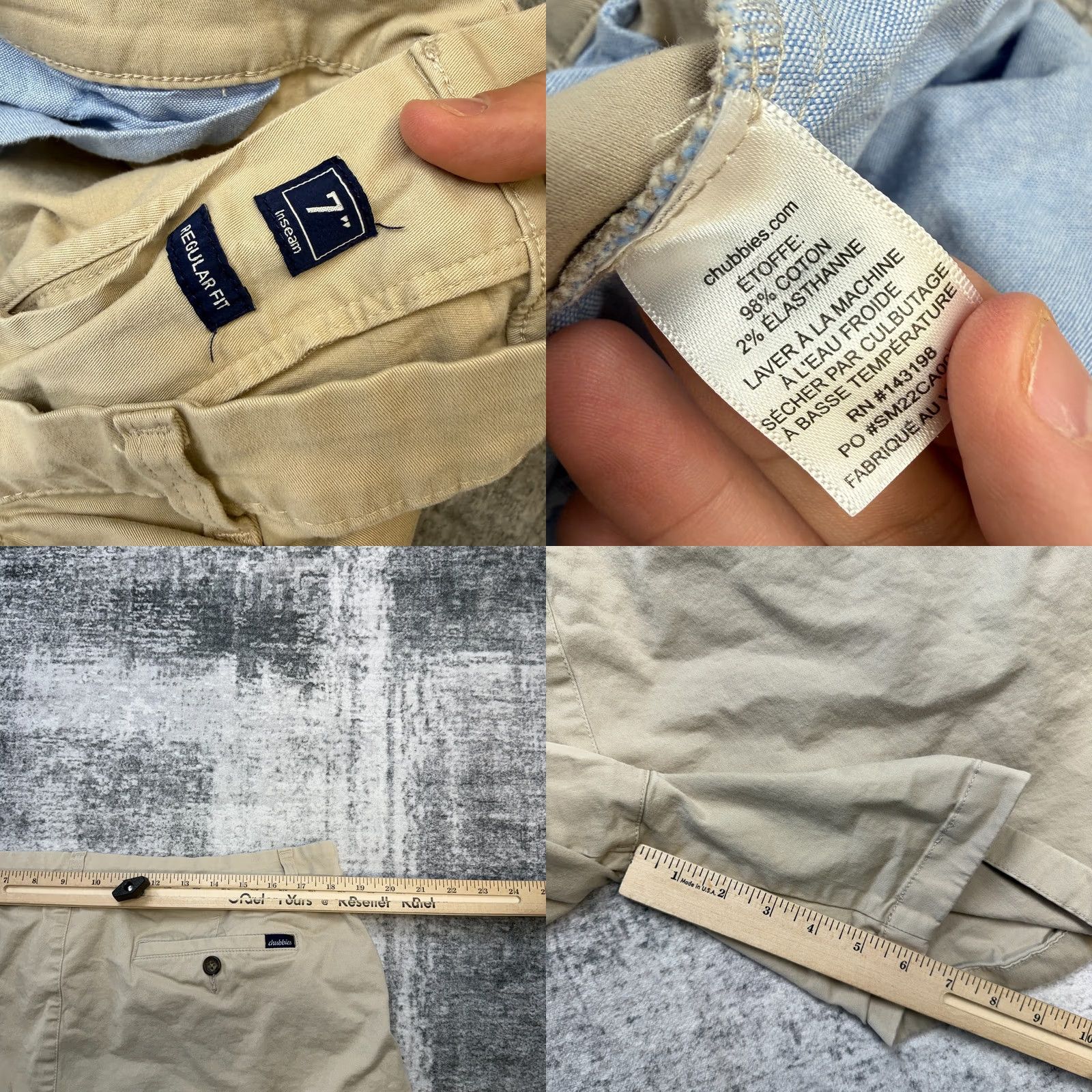 Chubbies Chubbies Shorts Chino Regular Fit Stretch Khaki Beach 7" Inseam 38 (Fit 36) Mens Size US 38 / EU 54 - 8 Thumbnail