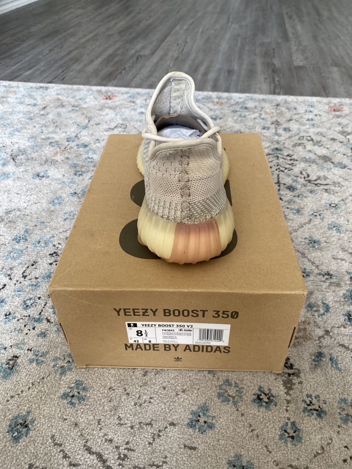 Adidas YEEZY BOOST 350 V2 CITRIN Size US 8.5 / EU 41-42 - 3 Thumbnail