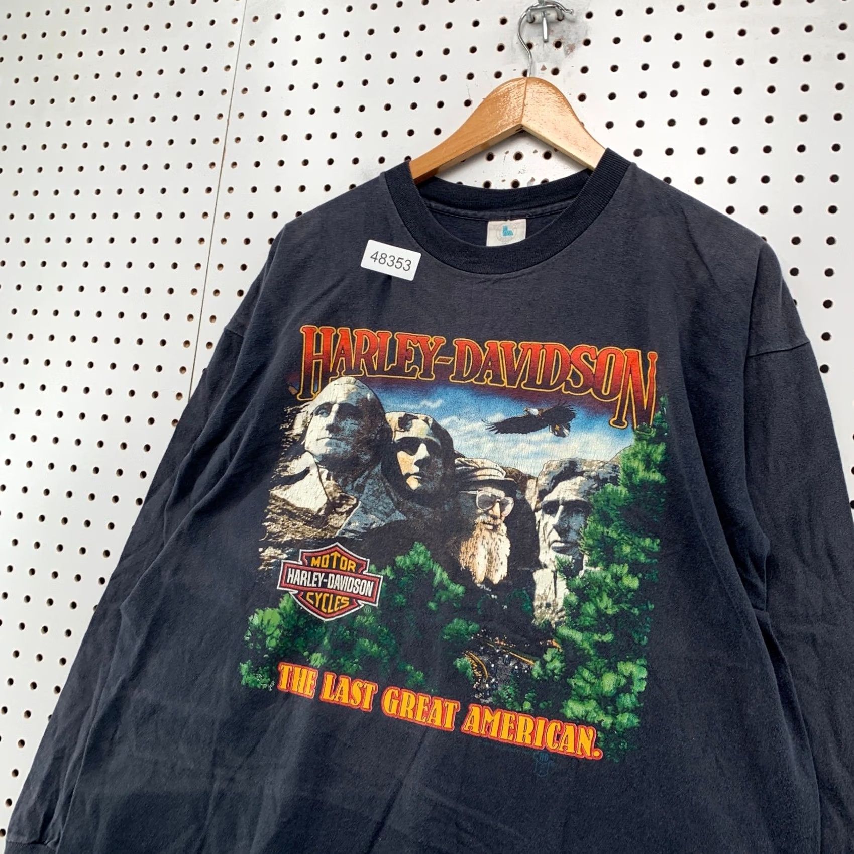 Harley Davidson VINTAGE Harley-Davidson Long Sleeve Shirt Mens 2XL Black Mount Rushmore Graphic Print Logo 100% Cotton Jersey Double-Sided Crew Neck Size US XXL / EU 58 / 5 - 4 Thumbnail
