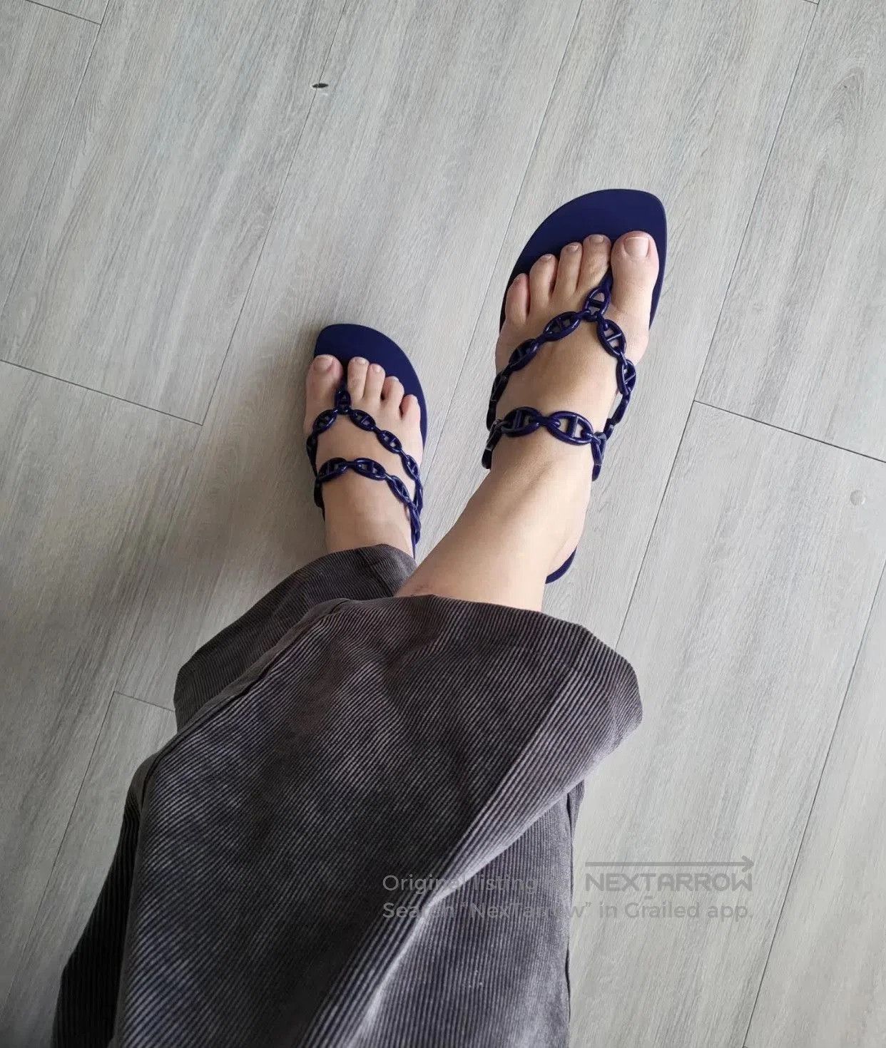 Hermes Hermes Blue Pig Nose Sandal. Size US 7 / IT 37 - 3 Thumbnail