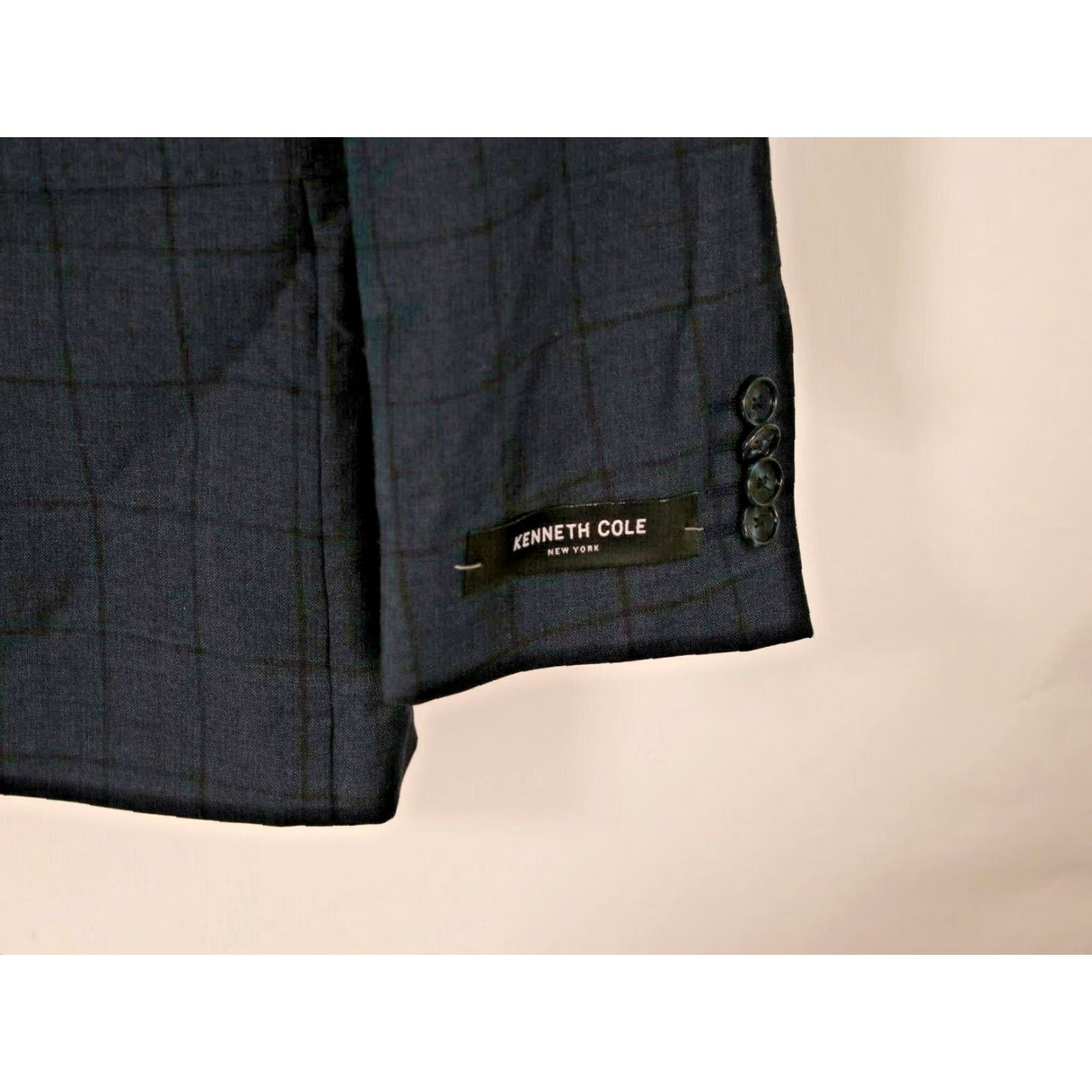 Kenneth Cole Kenneth Cole New York Jacket Mens 36 Short Slim Fit Navy Check 2-Button Size US 36 / EU 52 - 2 Thumbnail