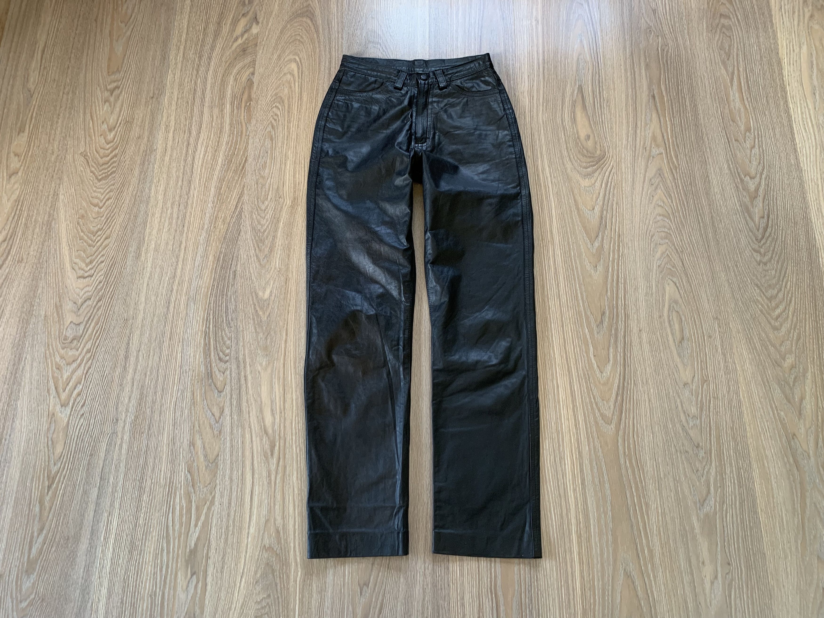 Leather Ecuapiel Unisex Vintage Classic Mens Black Leather Pants Size US 27 - 8 Thumbnail